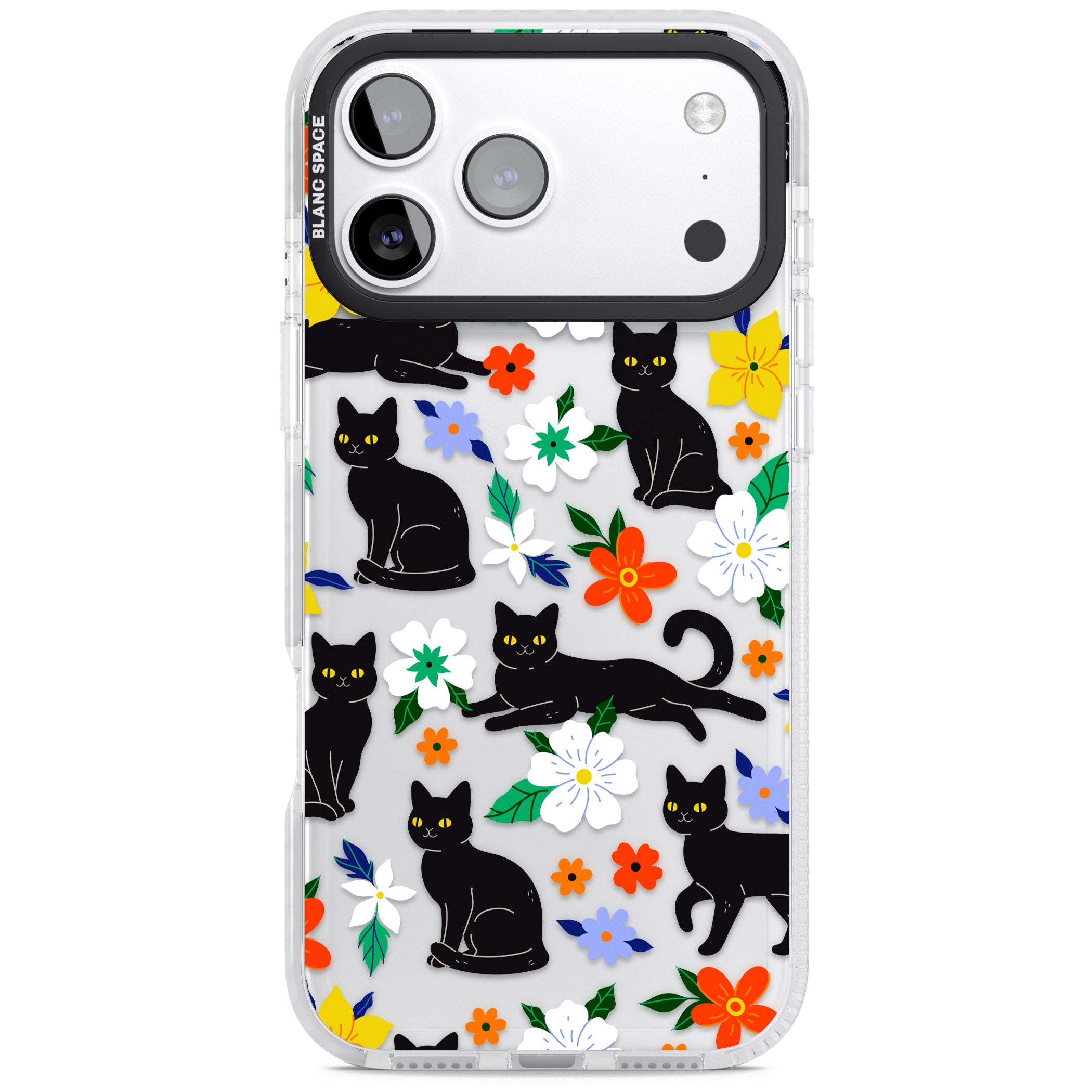 Cats Flowers iPhone 17 Pro Impact Clear Phone Case