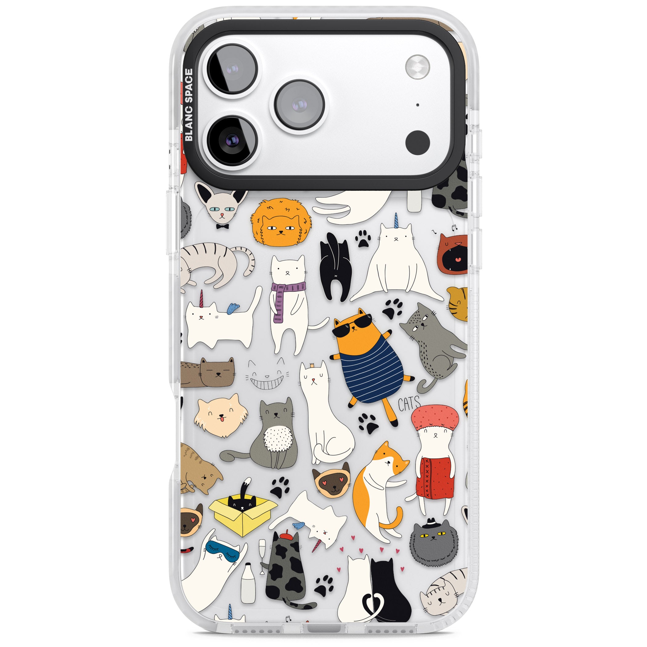Cartoon Cat Collage iPhone 17 Pro Impact Clear Phone Case