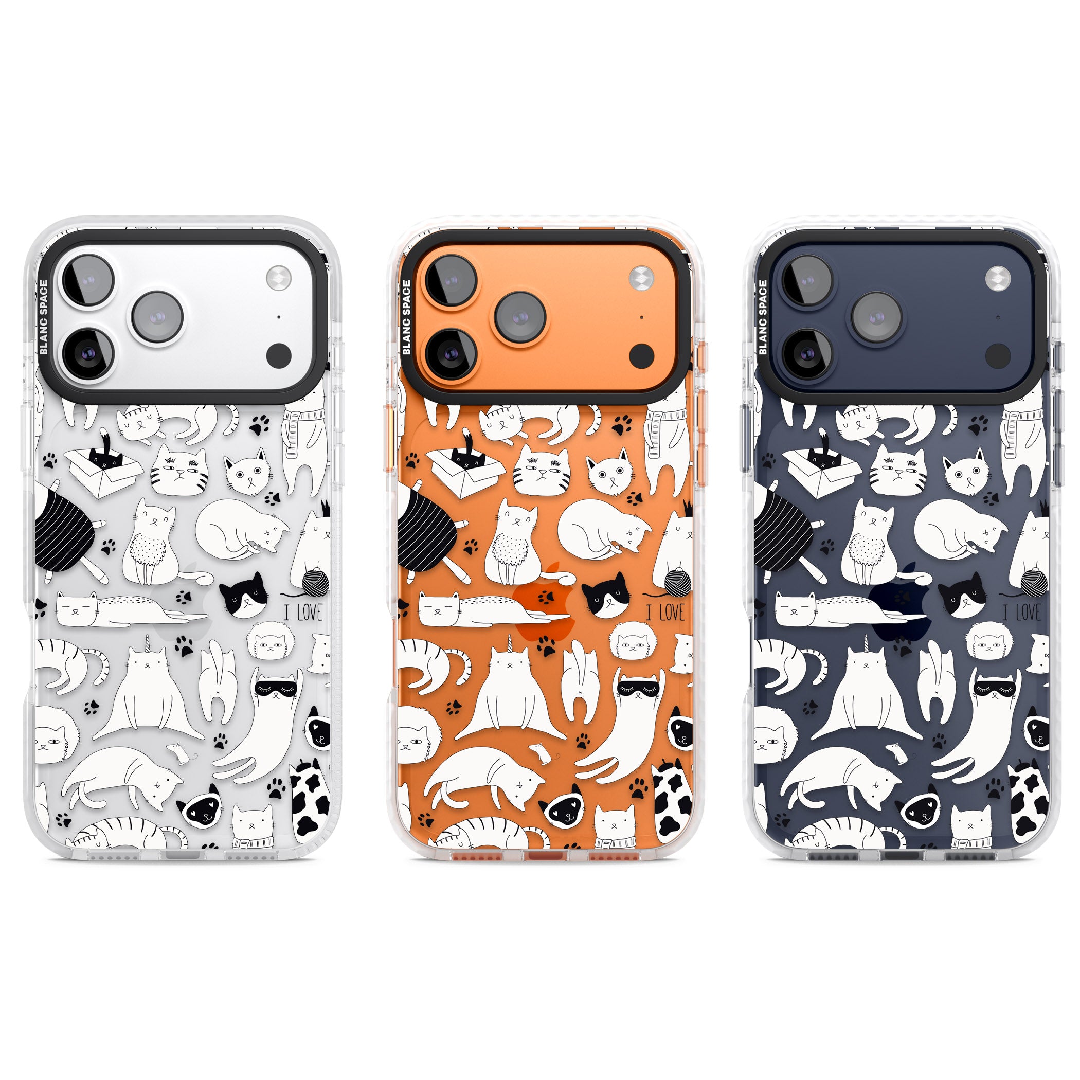 Cartoon Cat Collage Black & White iPhone 17 Pro Impact Clear Phone Case APT Impact Protection