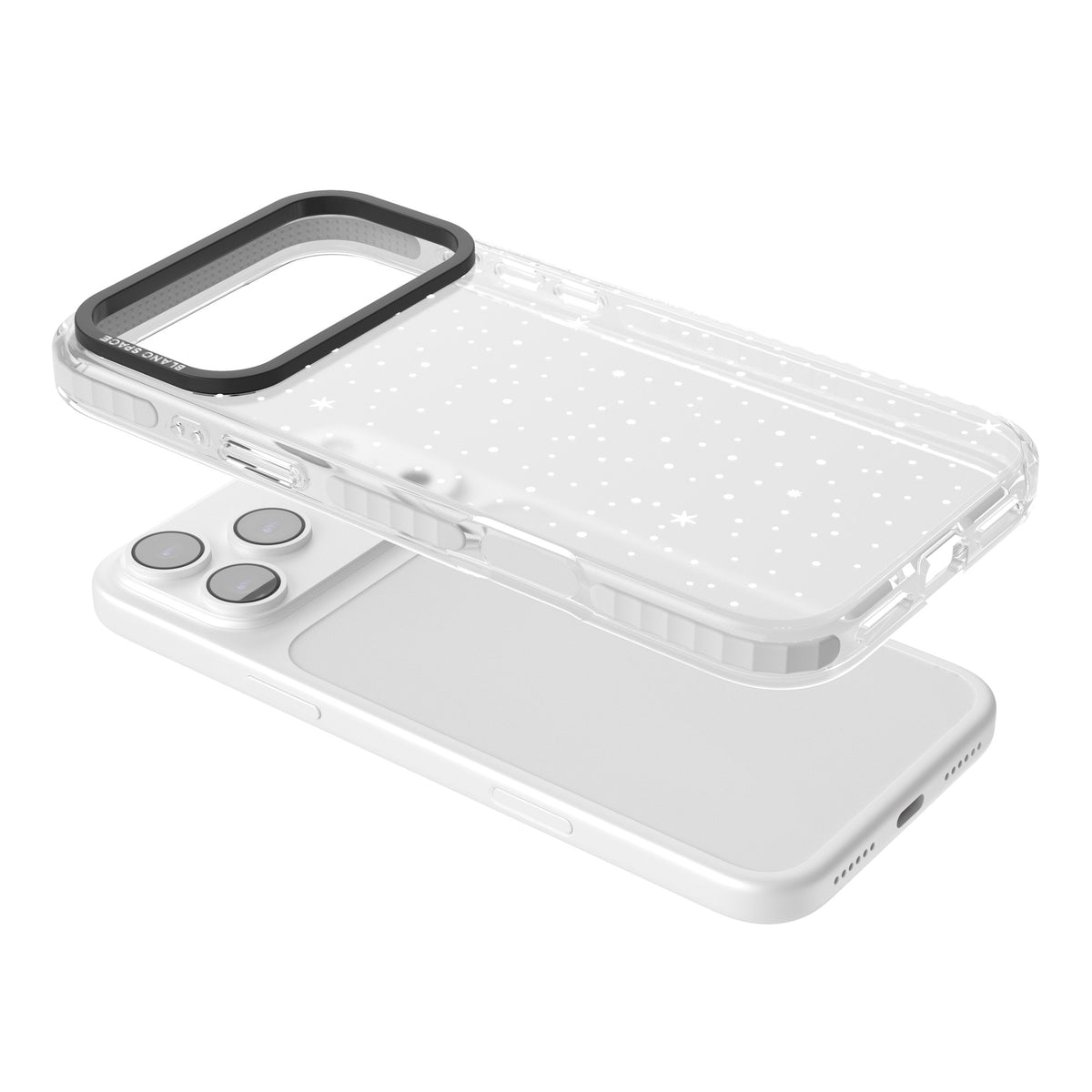 Celestial Starry Sky (White) iPhone 17 Pro Max Impact Clear Phone Case angled