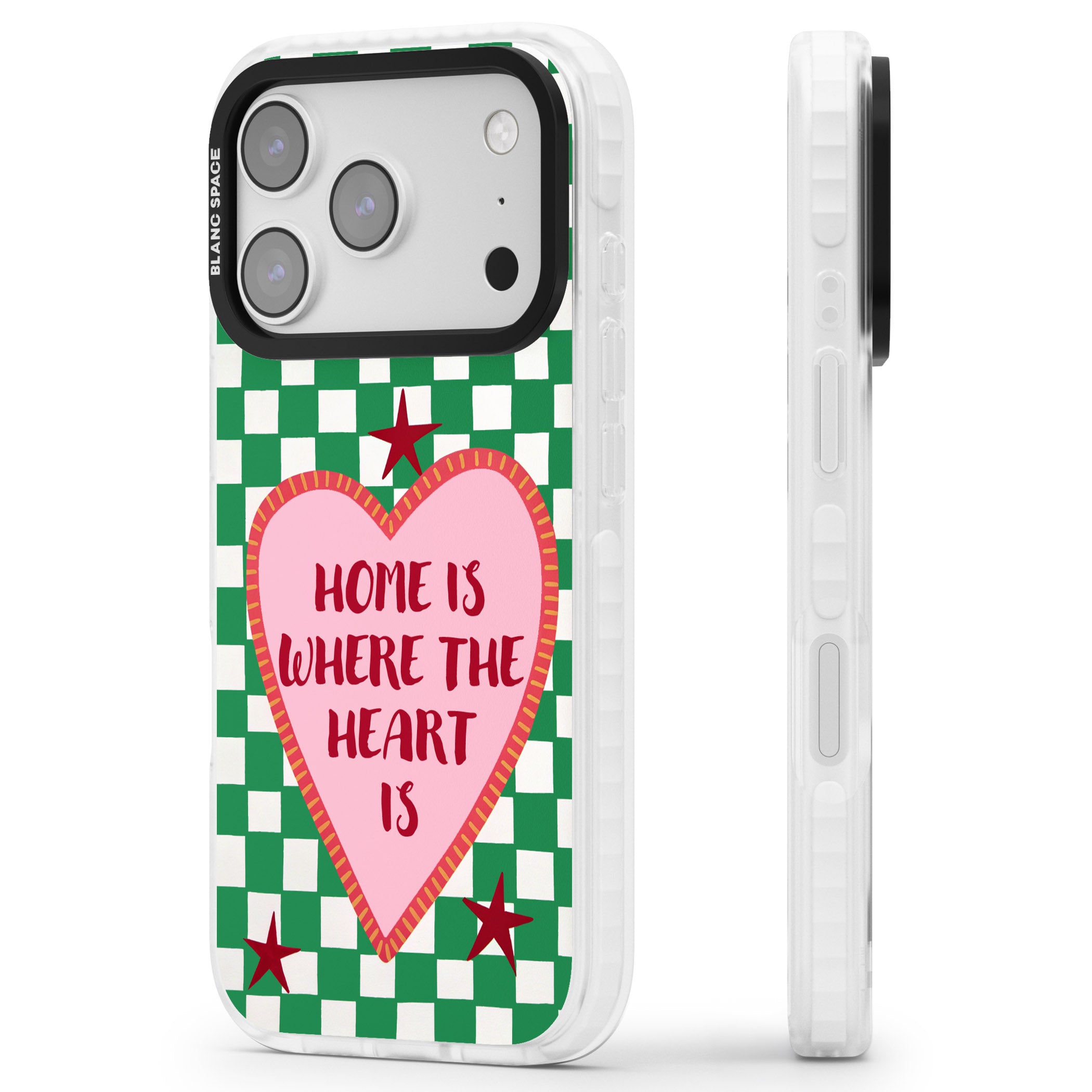 Home Is Where The Heart Is iPhone 17 Pro Impact Clear Phone Case Side Profile