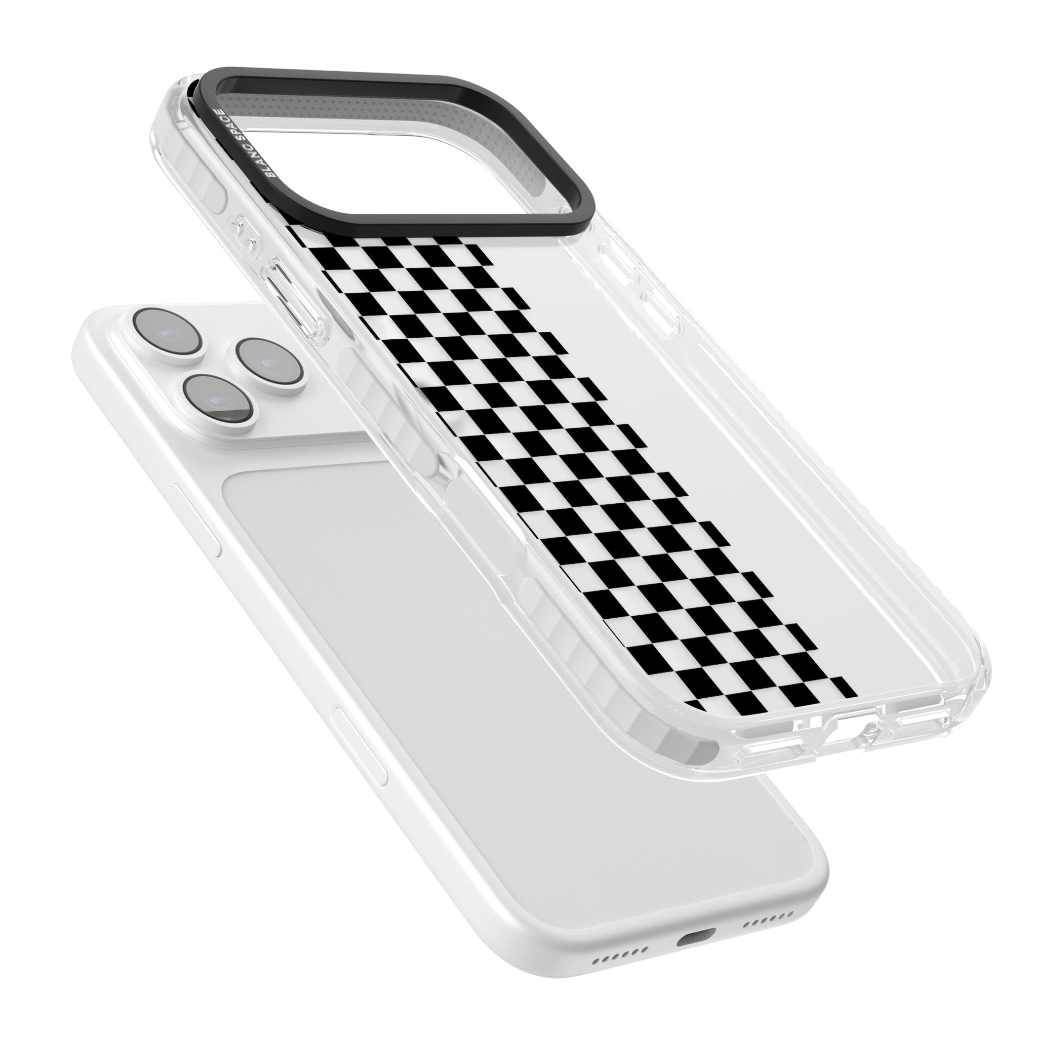 Checker: Half Black Check On Clear iPhone 17 Pro Impact Clear Phone Case Colours