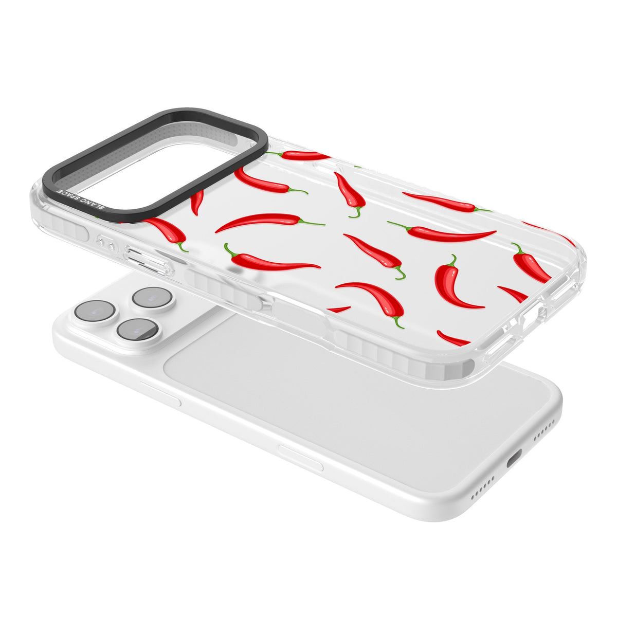 Chilli Heat iPhone 17 Pro Max Impact Clear Phone Case angled