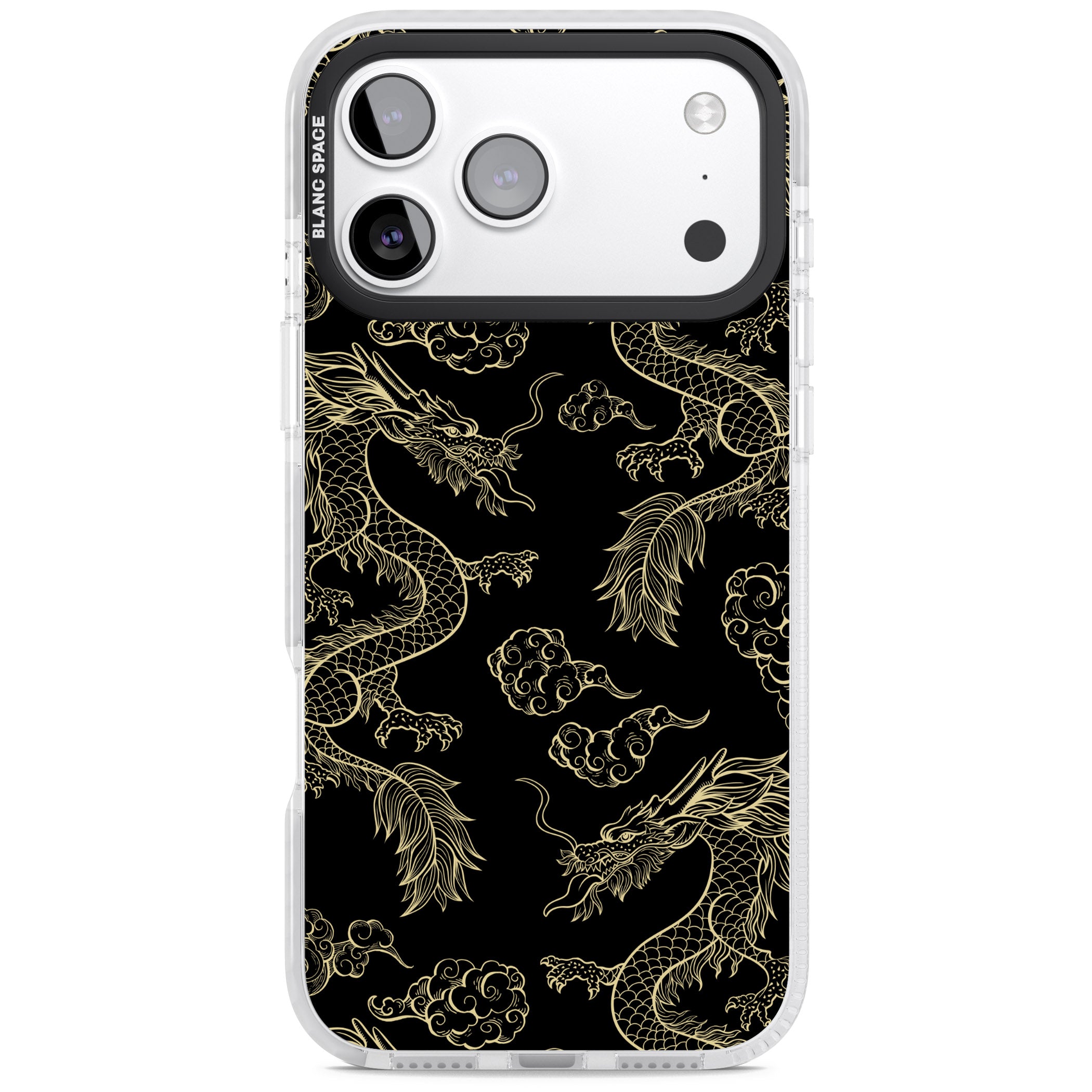 Black And Gold Dragon Pattern iPhone 17 Pro Impact Clear Phone Case
