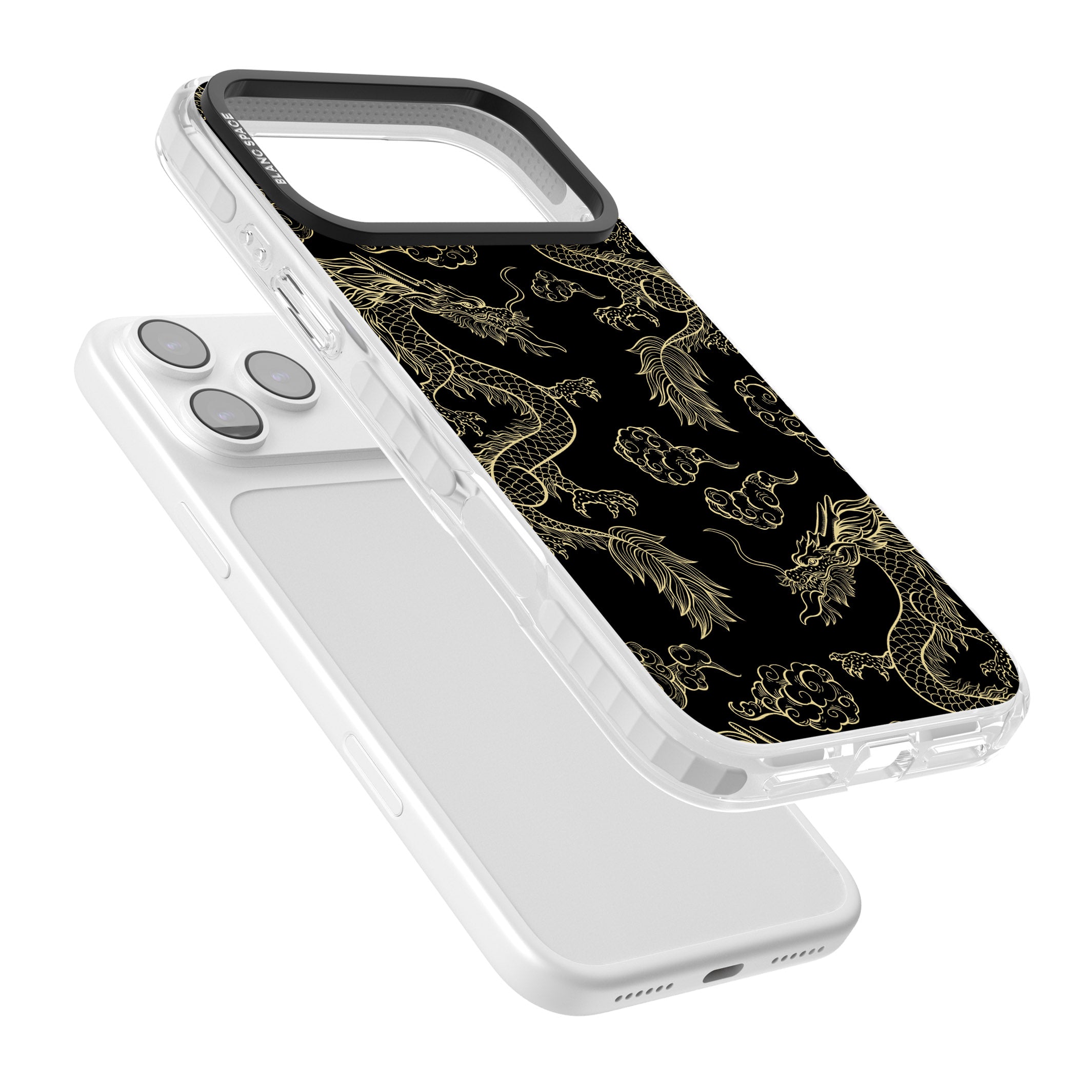 Black And Gold Dragon Pattern iPhone 17 Pro Impact Clear Phone Case Colours
