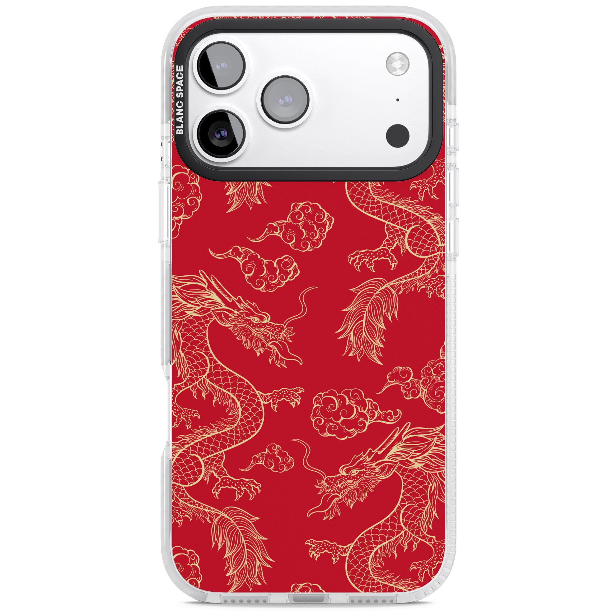 Red And Gold Dragon Pattern iPhone 17 Pro Impact Clear Phone Case