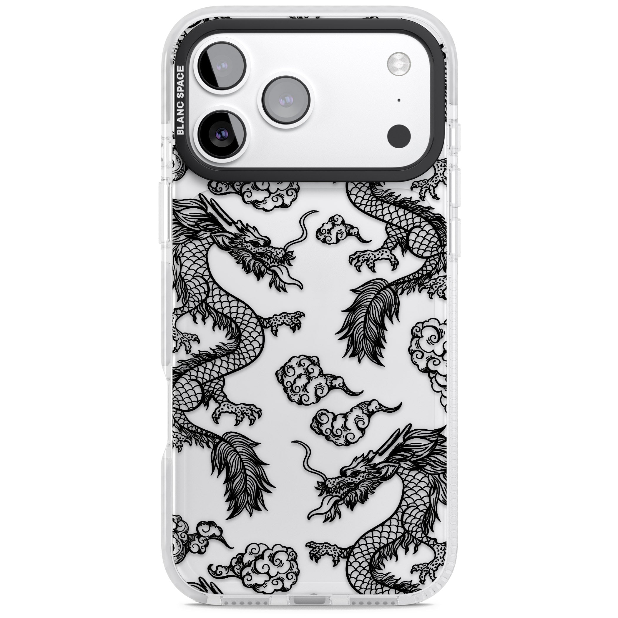 Black Dragon Pattern iPhone 17 Pro Impact Clear Phone Case