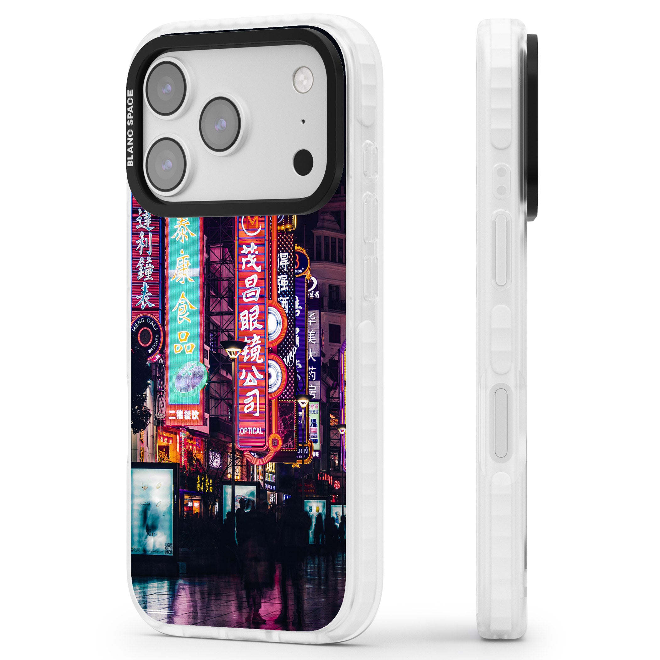 Neon Streets iPhone 17 Pro Impact Clear Phone Case Side Profile