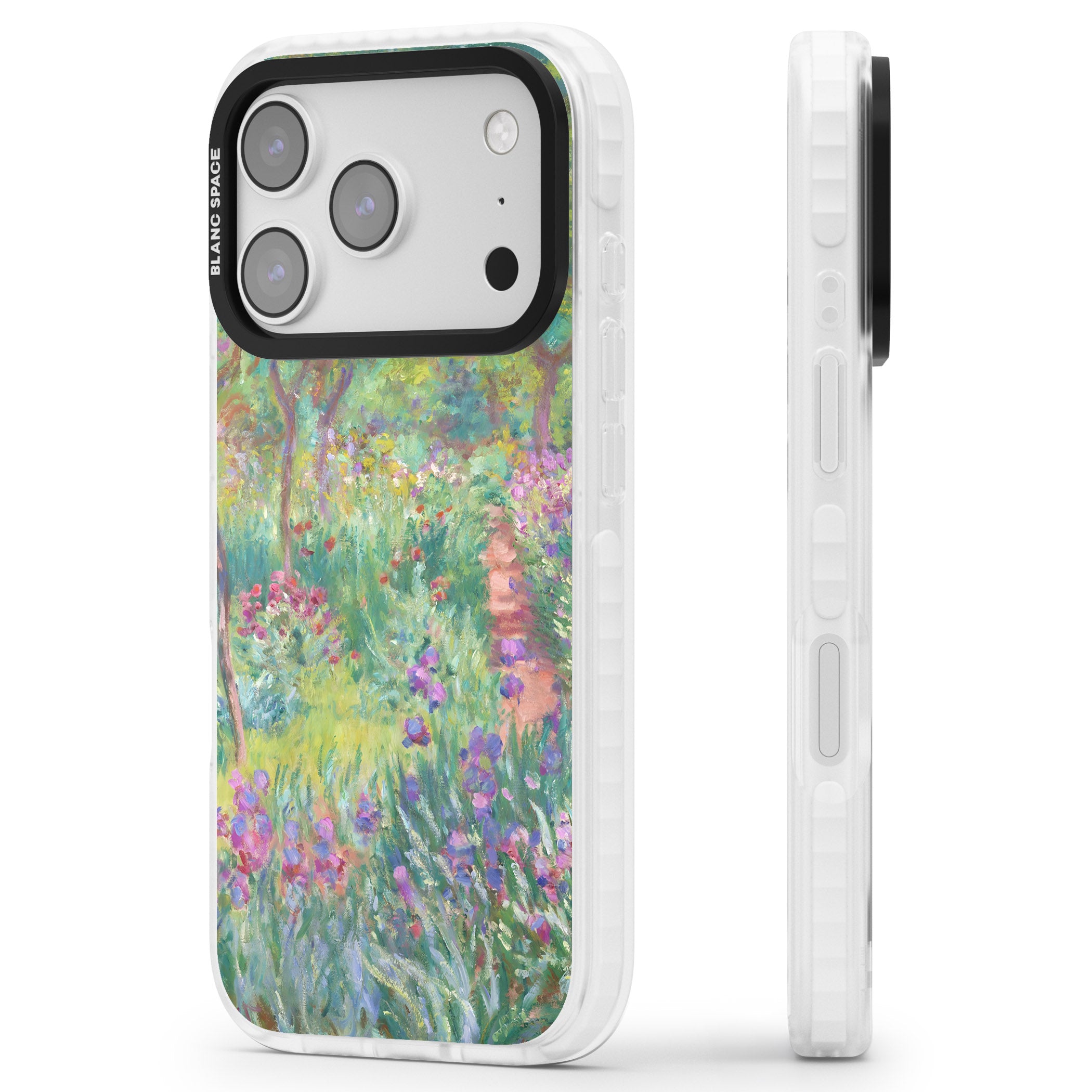 Garden in Giverny iPhone 17 Pro Impact Clear Phone Case Side Profile