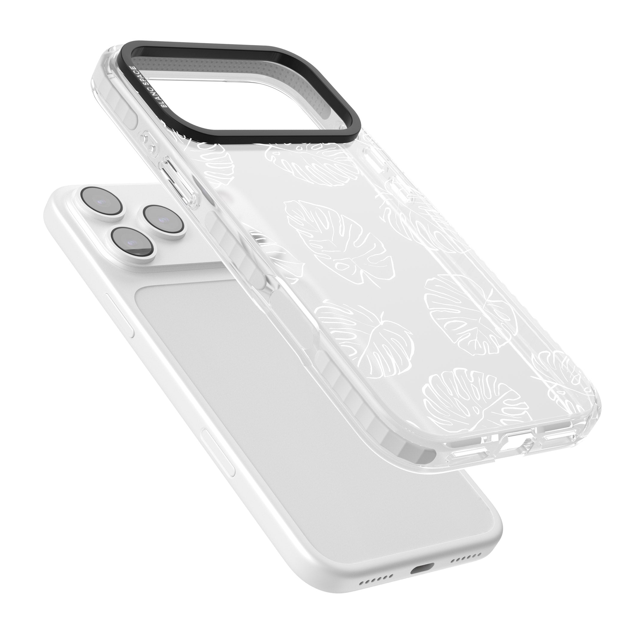 Monstera Outline iPhone 17 Pro Impact Clear Phone Case Colours