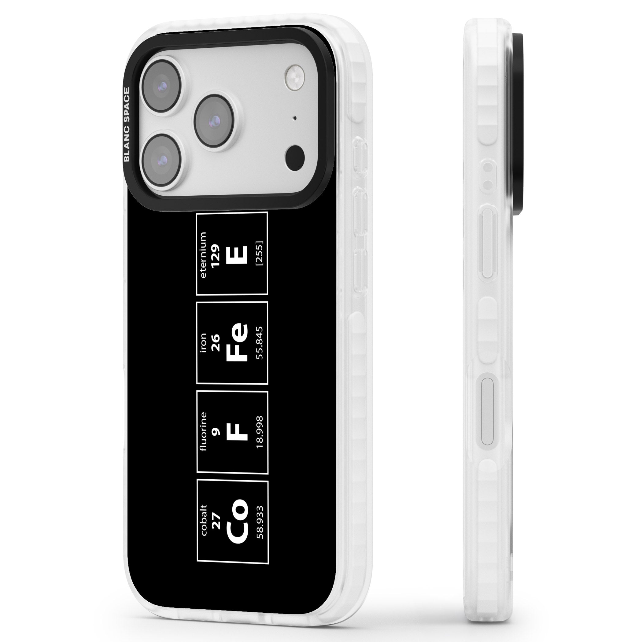 Coffee Element (Black) iPhone 17 Pro Impact Clear Phone Case Side Profile