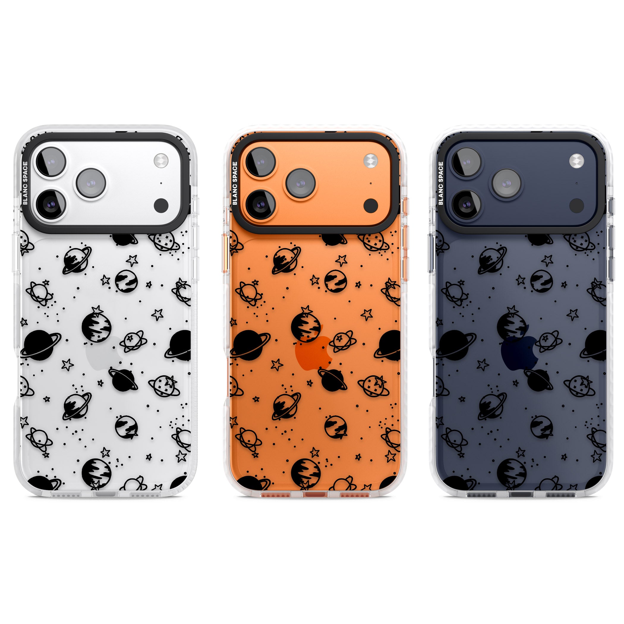 Black Planets iPhone 17 Pro Impact Clear Phone Case APT Impact Protection