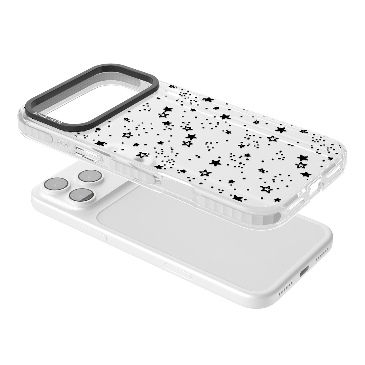 Midnight Stars iPhone 17 Pro Max Impact Clear Phone Case angled