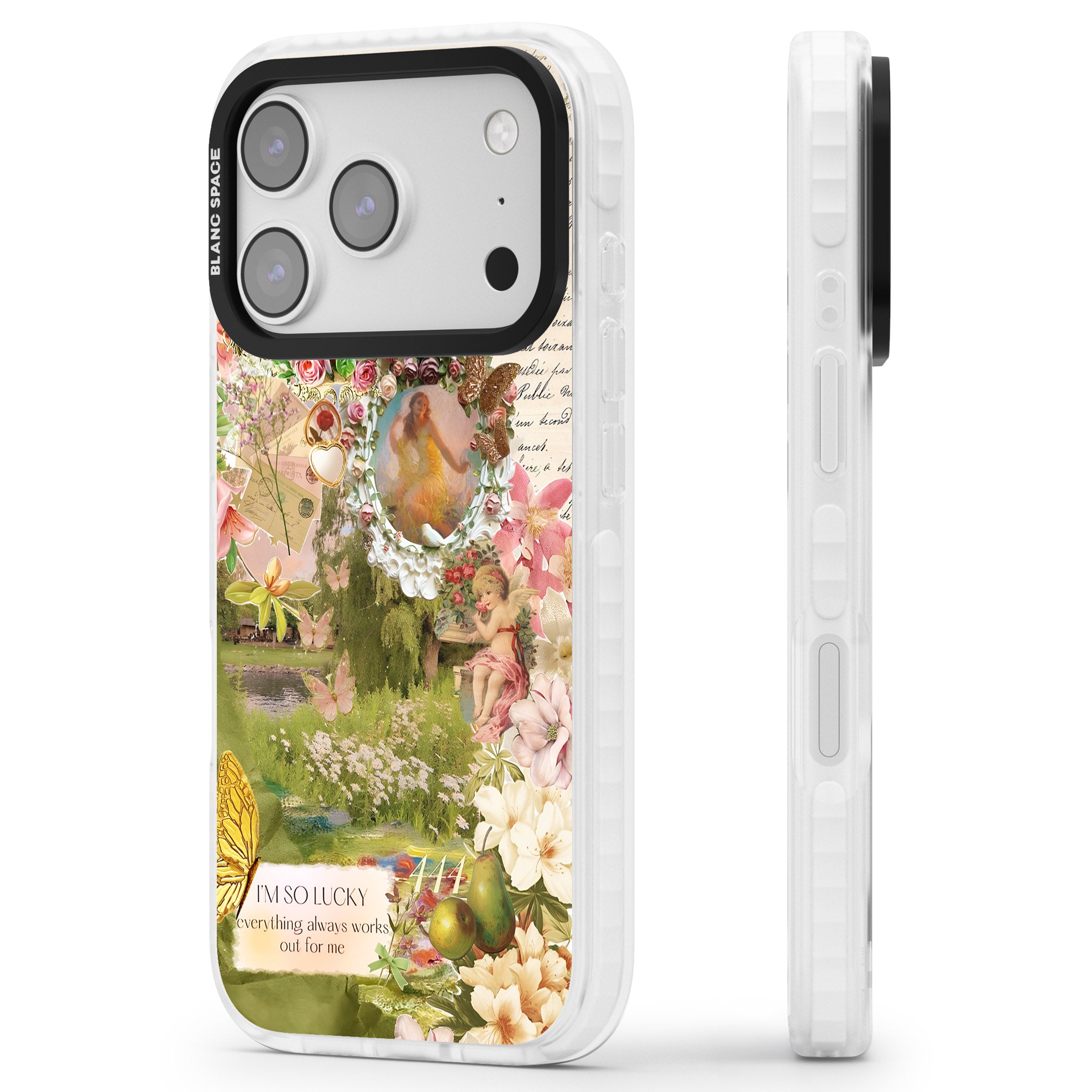 Nature in Pink iPhone 17 Pro Impact Clear Phone Case Side Profile