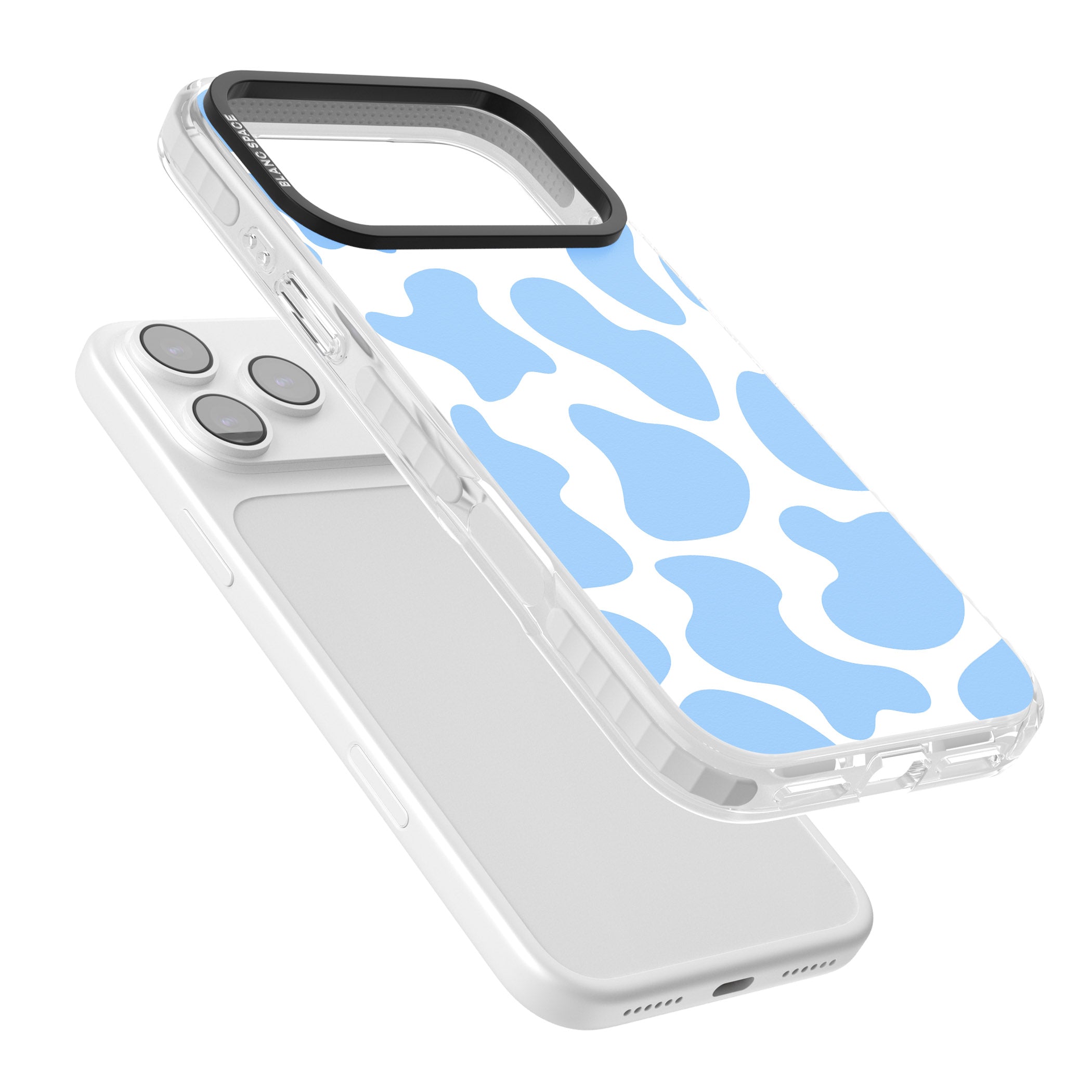 Blue And White Cow Print iPhone 17 Pro Impact Clear Phone Case Colours
