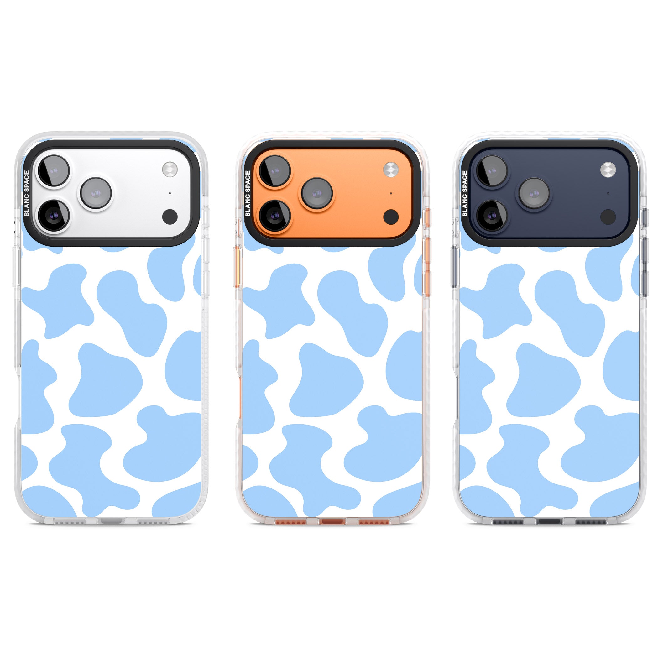 Blue And White Cow Print iPhone 17 Pro Impact Clear Phone Case APT Impact Protection
