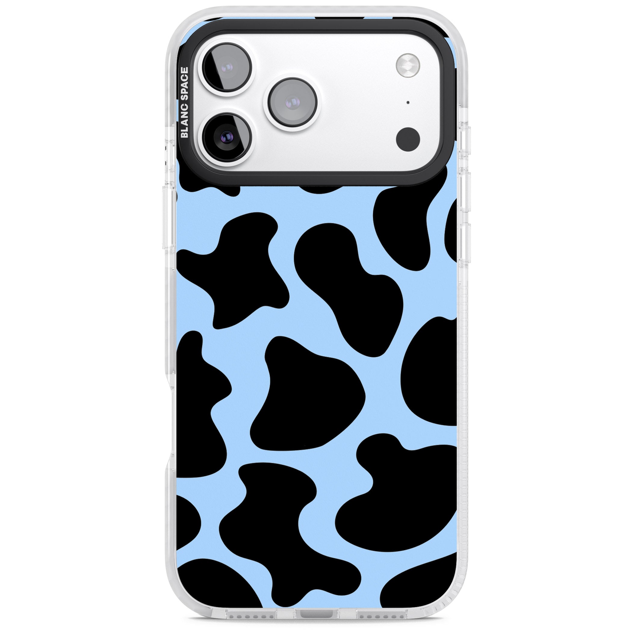 Blue And Black Cow Print iPhone 17 Pro Impact Clear Phone Case