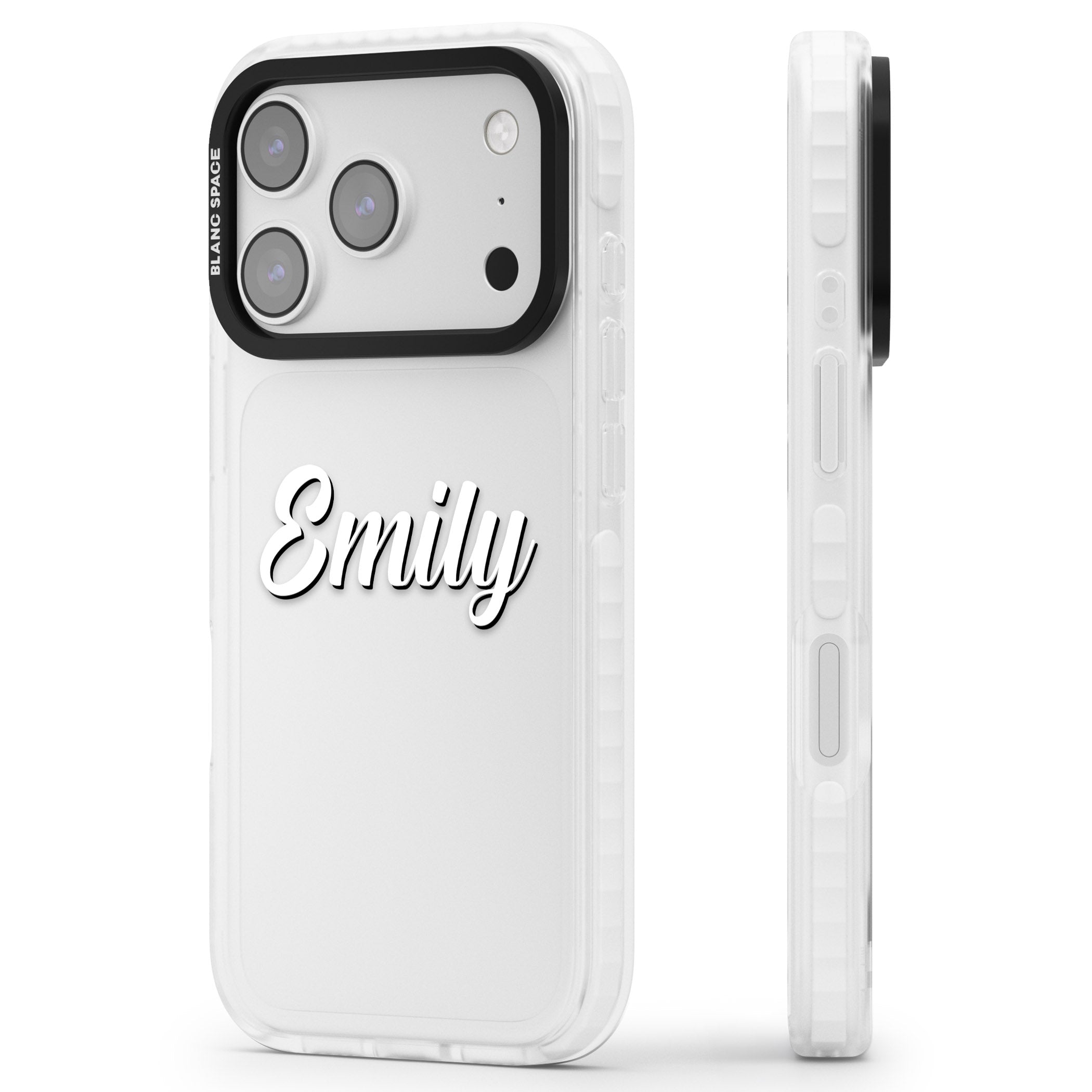Personalised Cute Name iPhone 17 Pro Impact Clear Phone Case Side Profile