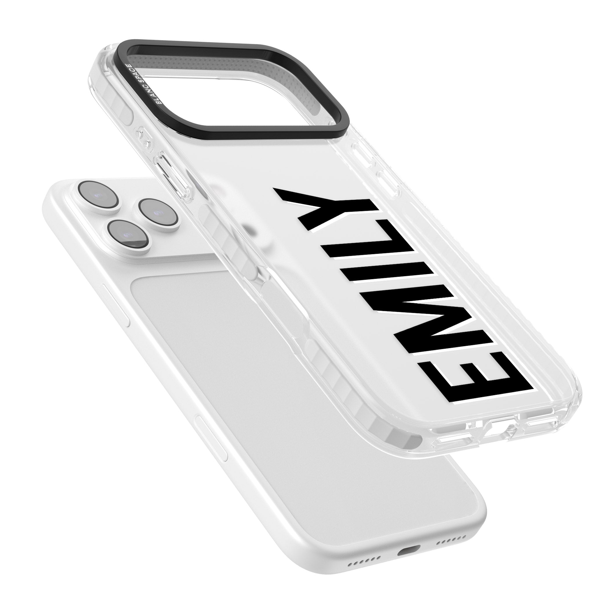 Personalised Vertical Name iPhone 17 Pro Impact Clear Phone Case Colours