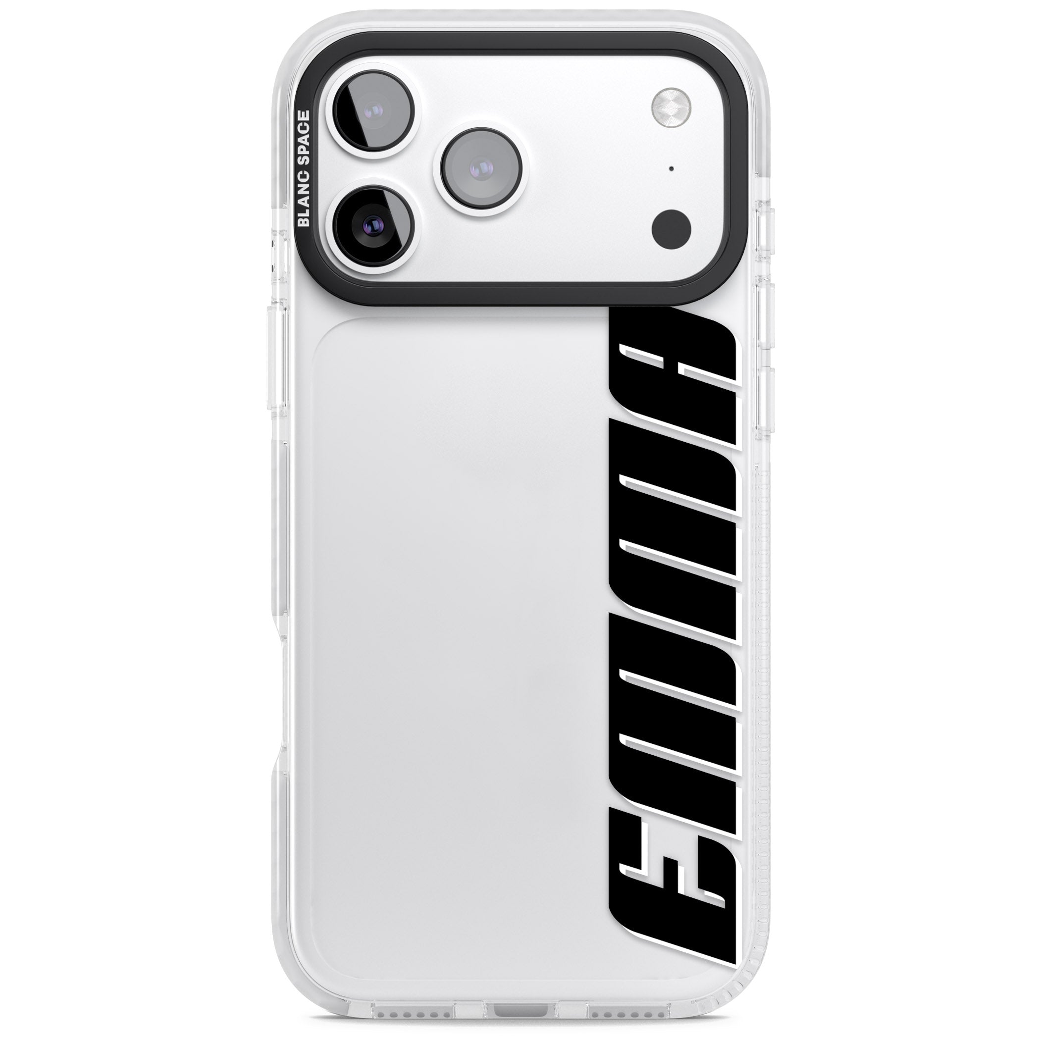 Personalised Vertical Bold Name iPhone 17 Pro Impact Clear Phone Case