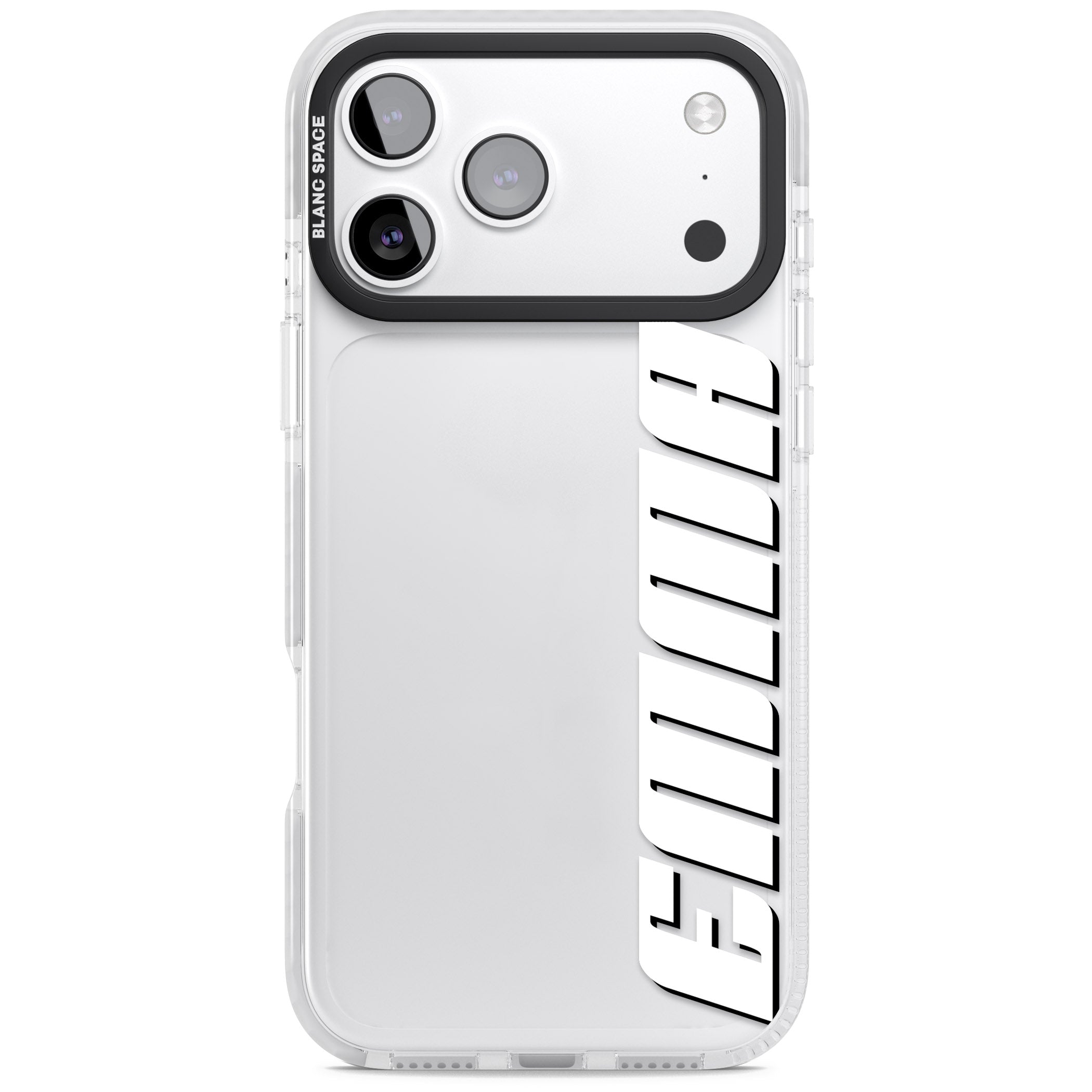Personalised Vertical Bold Name iPhone 17 Pro Impact Clear Phone Case