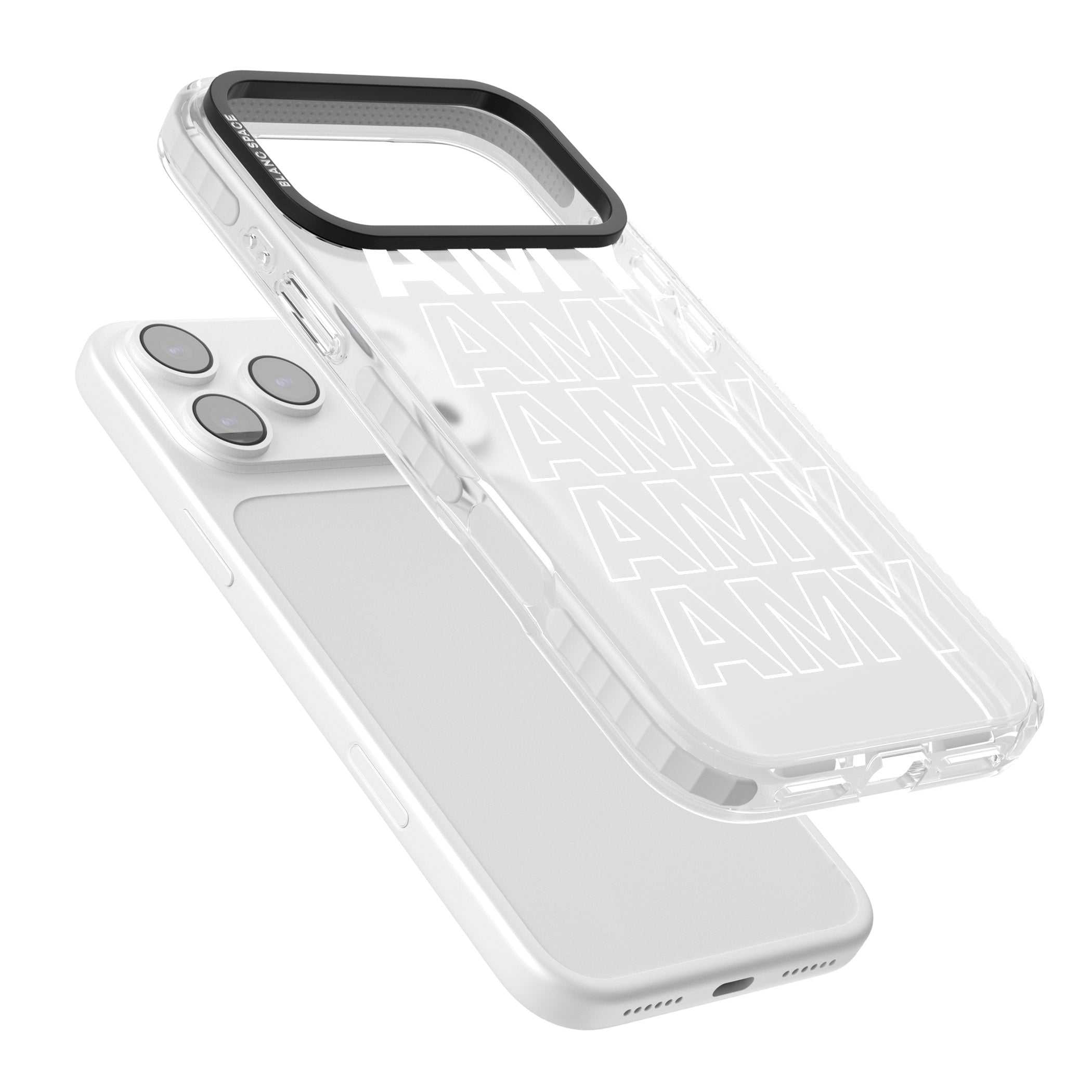 Personalised Bold Name Repeated iPhone 17 Pro Impact Clear Phone Case Colours