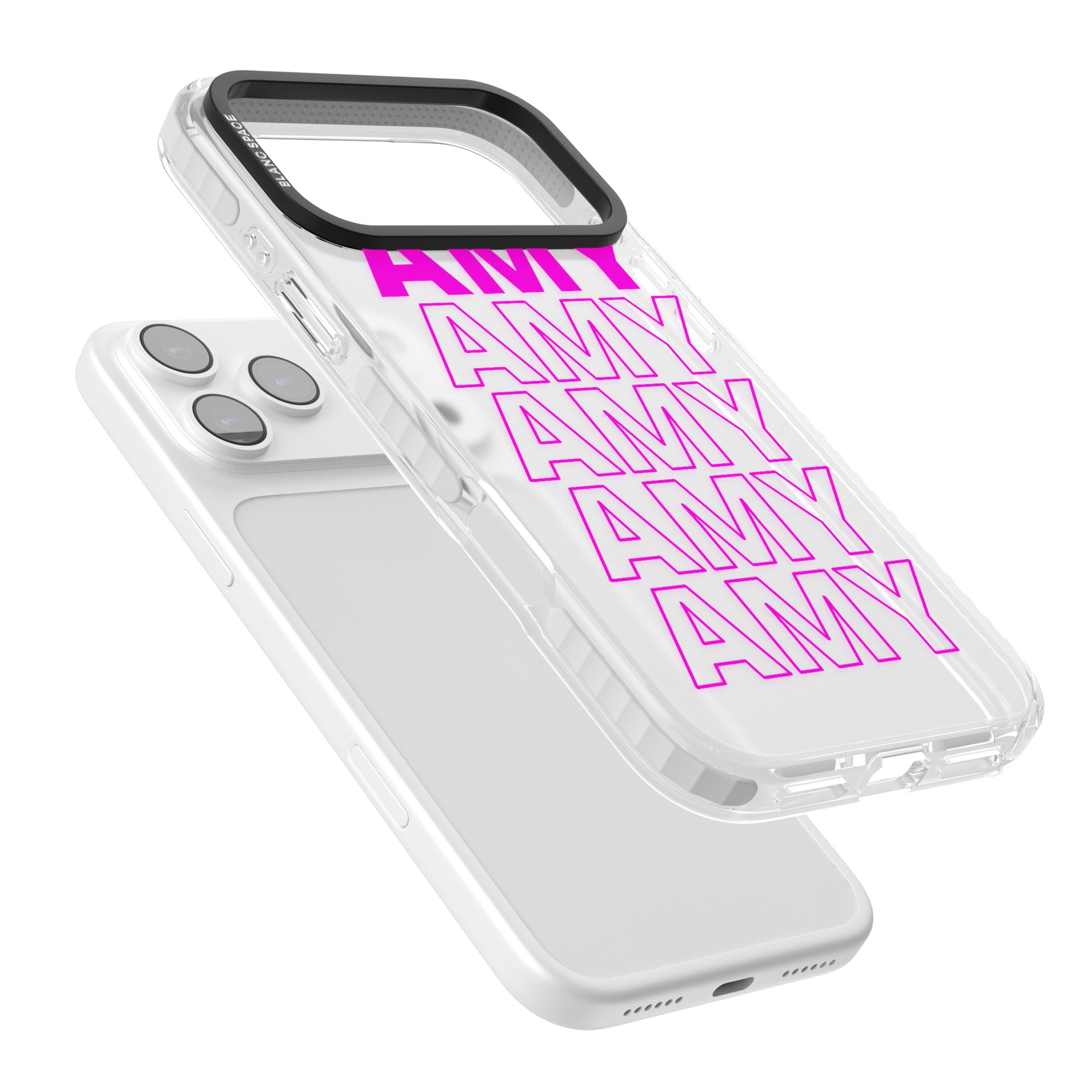 Personalised Bold Repeated Name iPhone 17 Pro Impact Clear Phone Case Colours