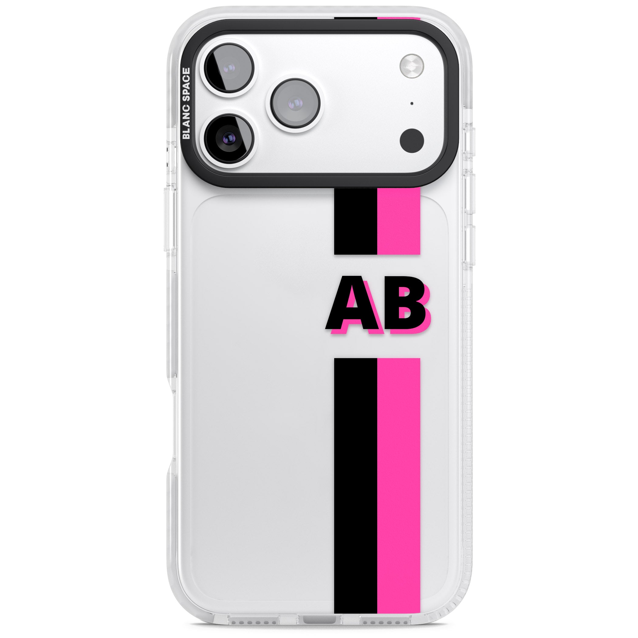 Personalised Bold Name Stripe iPhone 17 Pro Impact Clear Phone Case