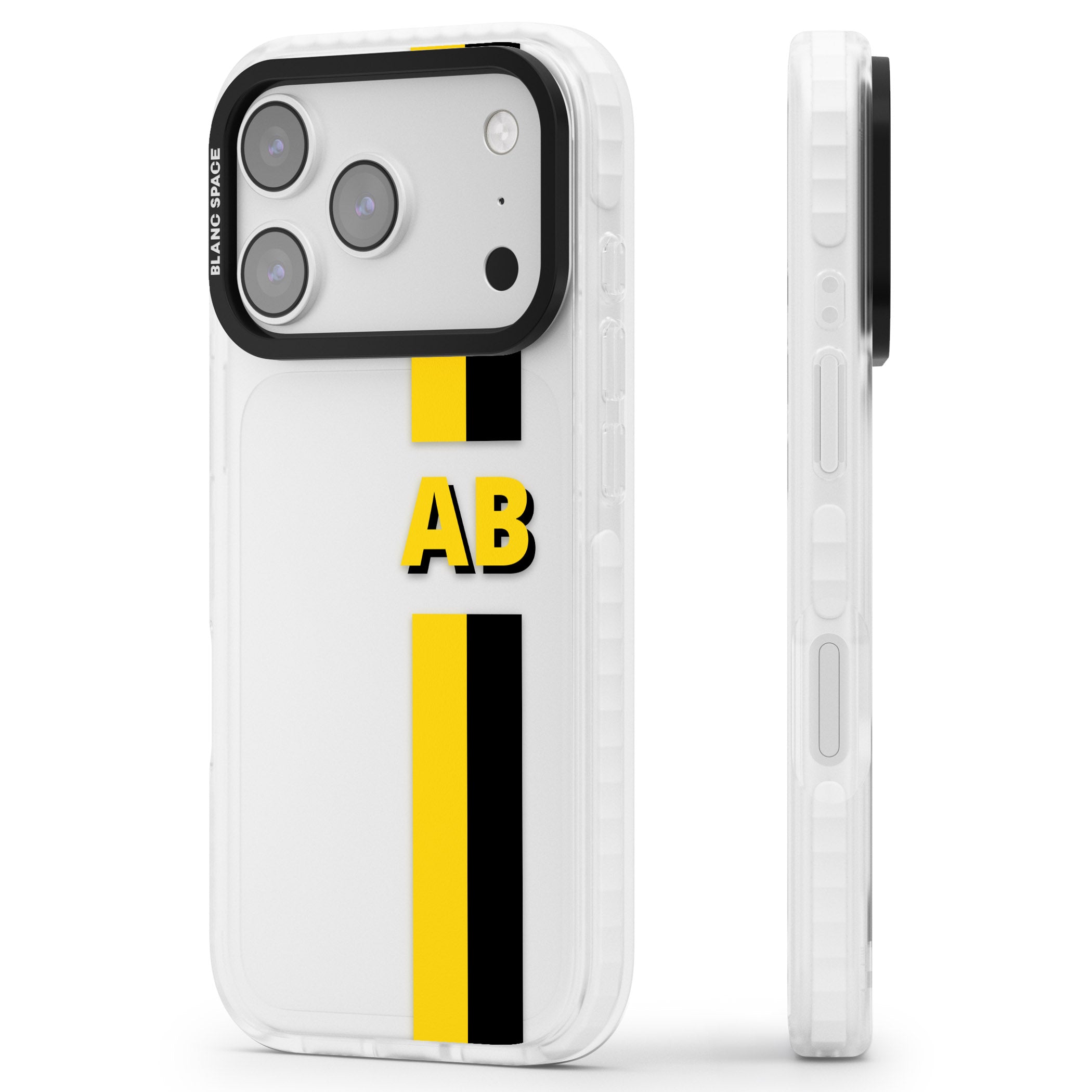 Personalised Bold Name Striped iPhone 17 Pro Impact Clear Phone Case Side Profile