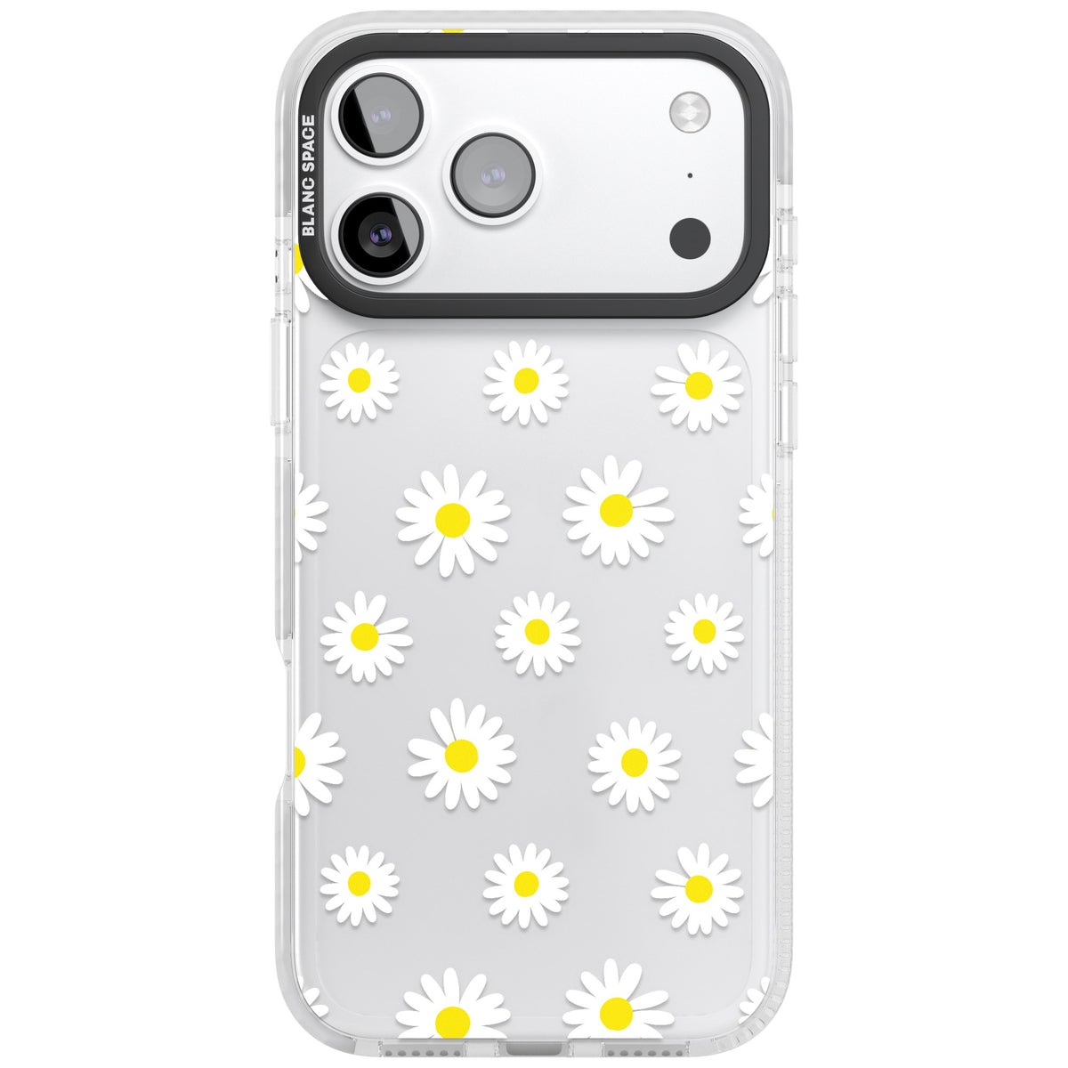 Personalised White Daisy Pattern iPhone 17 Pro Max Impact Clear Phone Case front