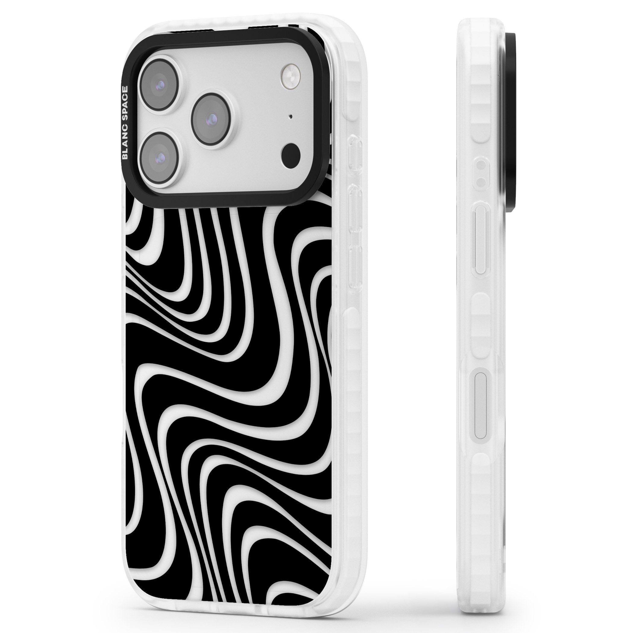Abstract Waves iPhone 17 Pro Impact Clear Phone Case Side Profile