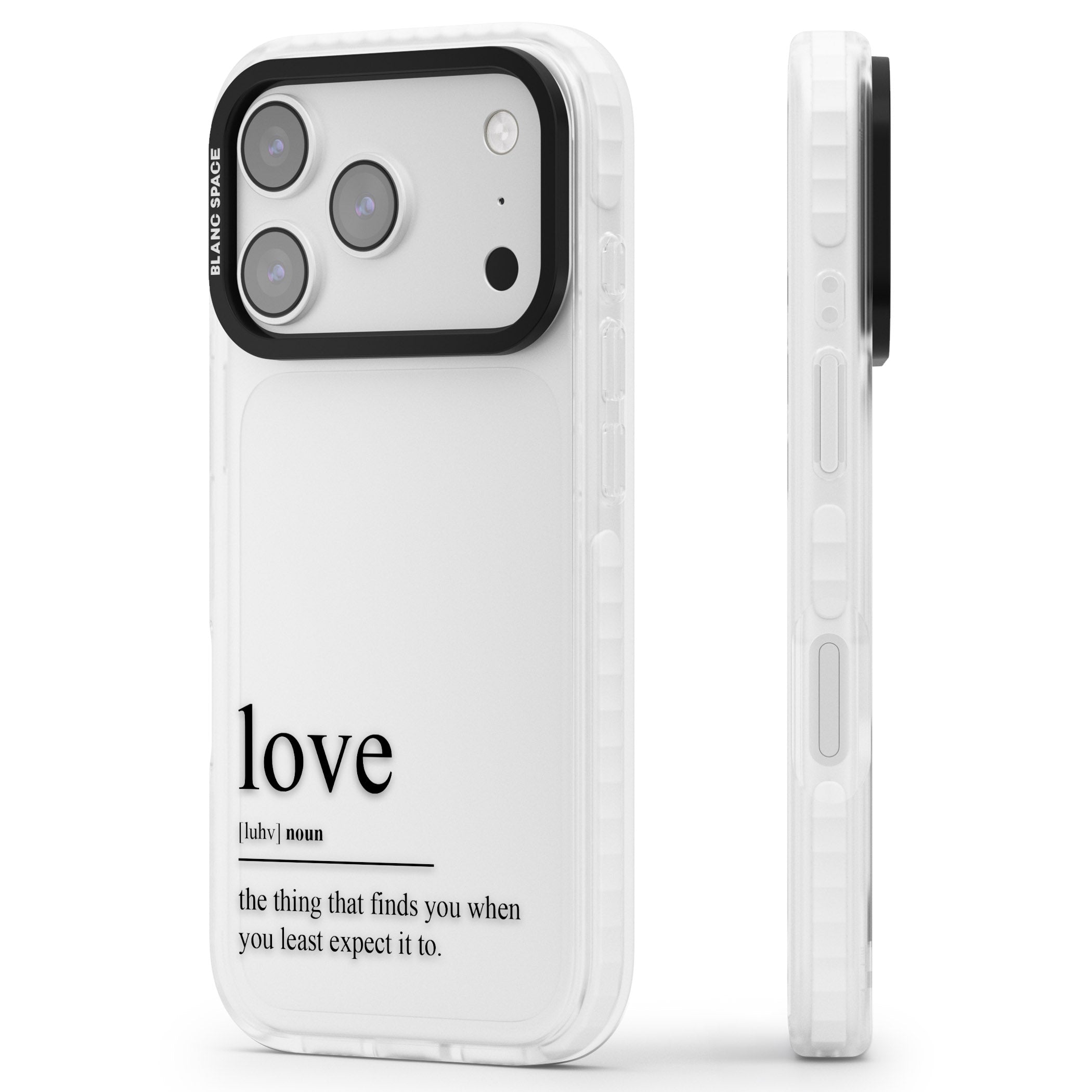 Love iPhone 17 Pro Impact Clear Phone Case Side Profile