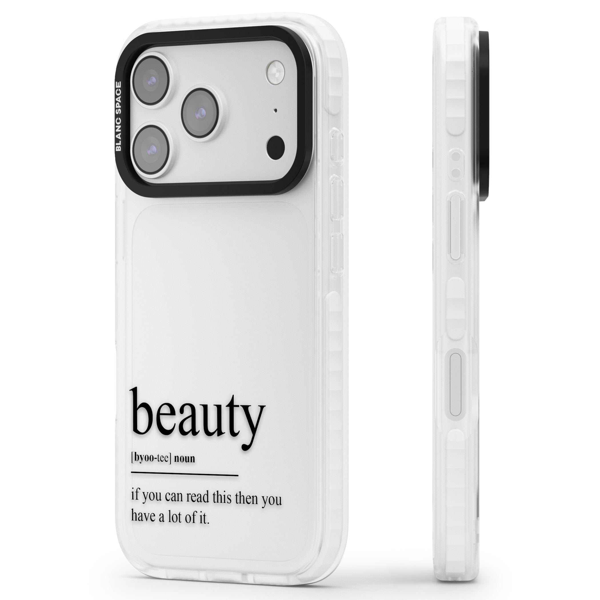 Beauty iPhone 17 Pro Impact Clear Phone Case Side Profile