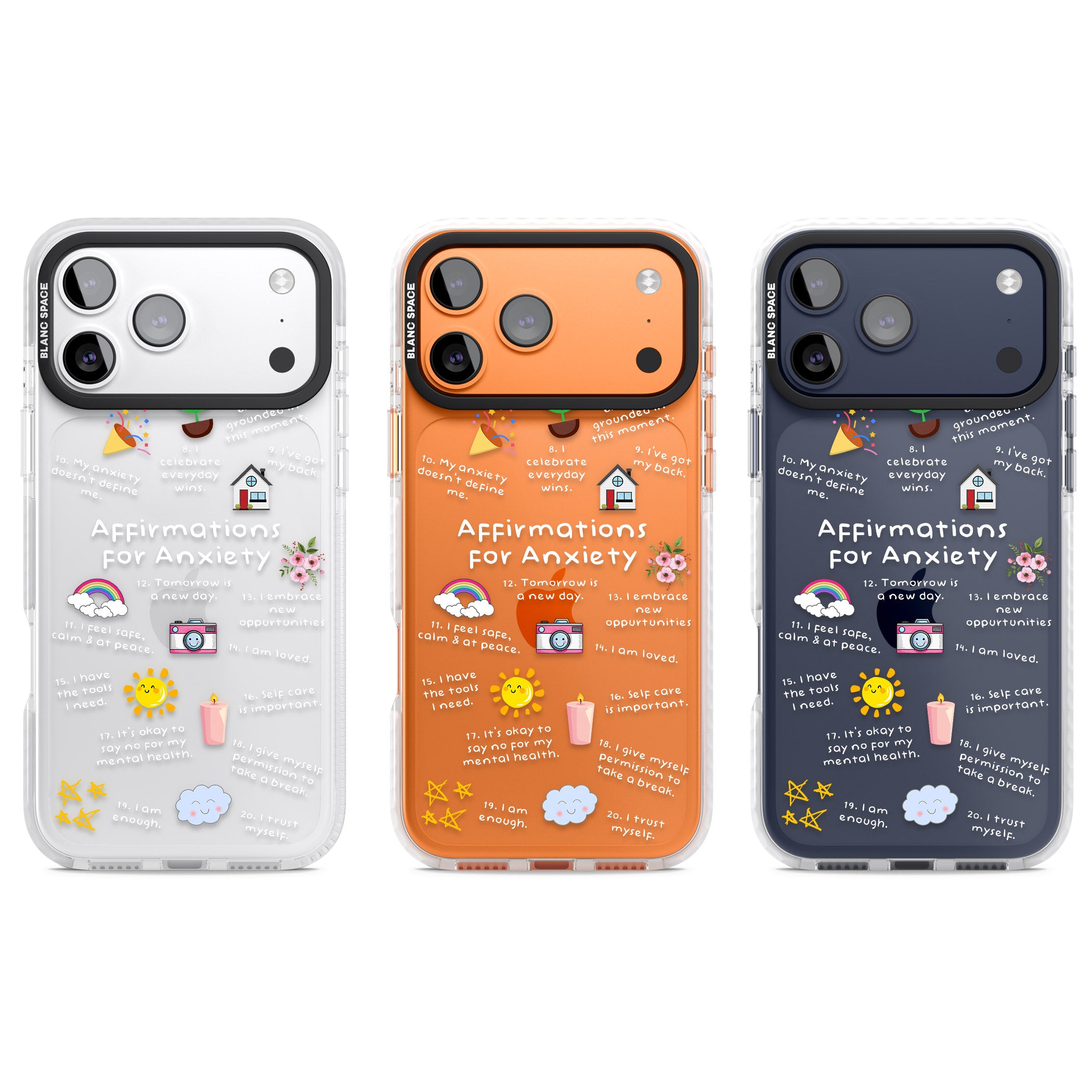 Anxiety White Text iPhone 17 Pro Impact Clear Phone Case APT Impact Protection