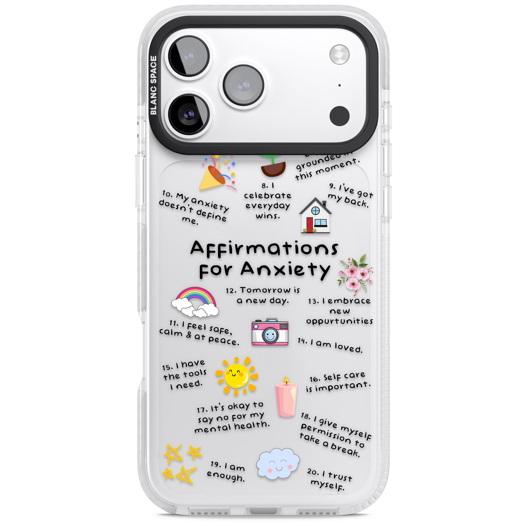 Anxiety Black Text iPhone 17 Pro Impact Clear Phone Case