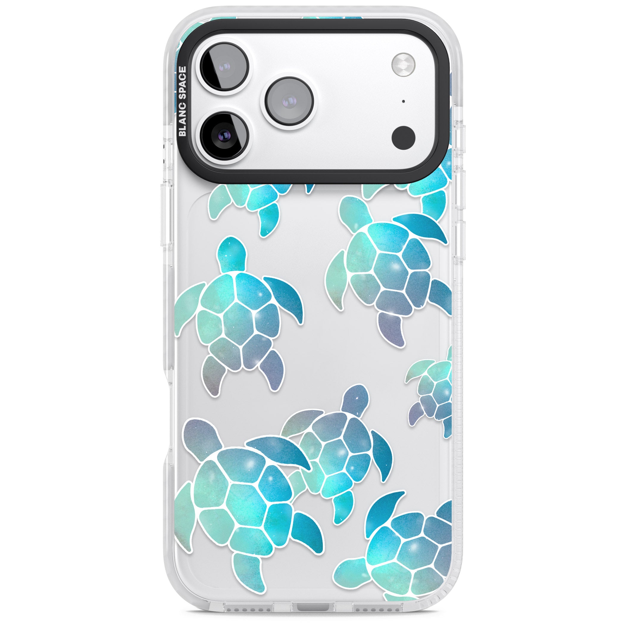 Aqua Space Turtles iPhone 17 Pro Impact Clear Phone Case