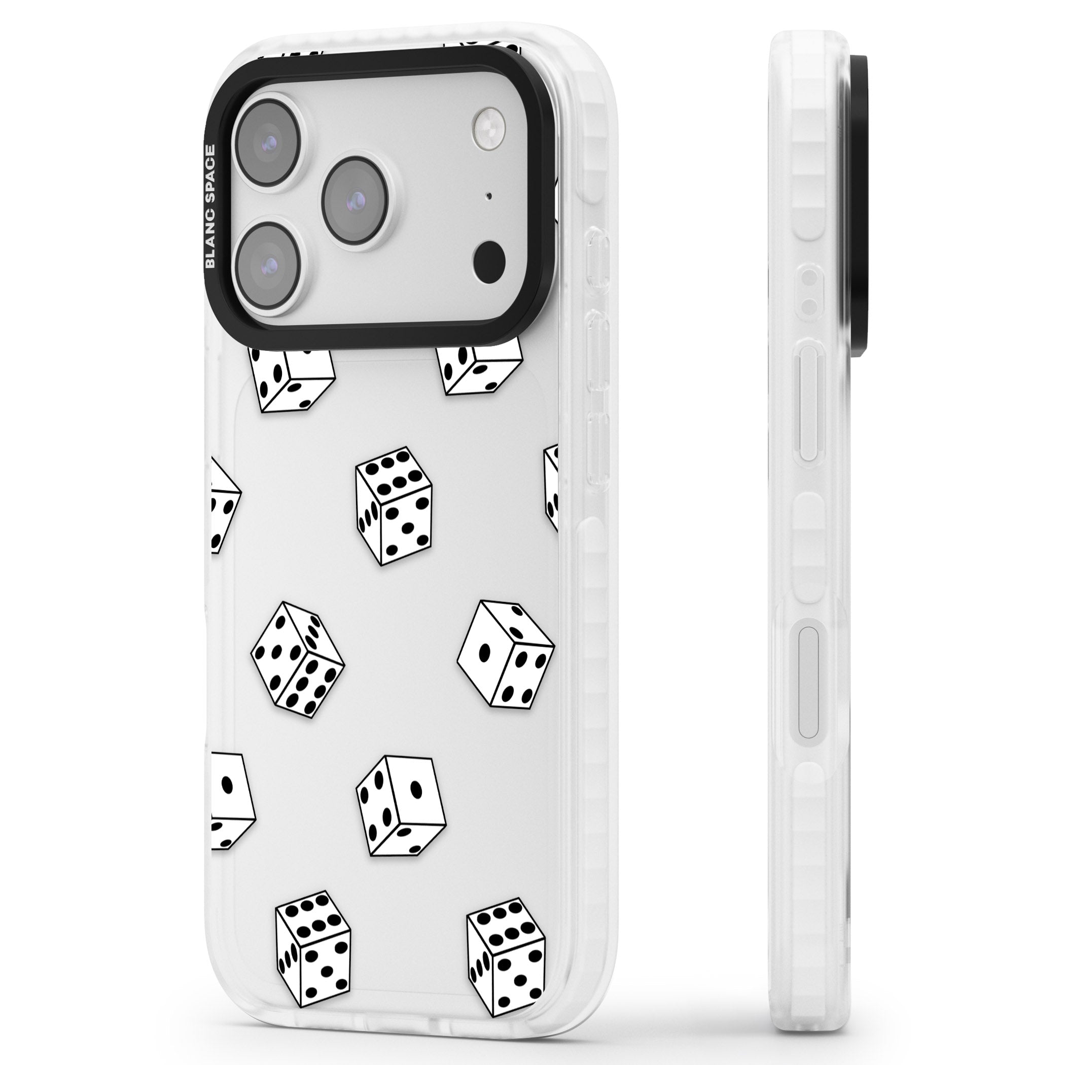 Clear Dice Pattern iPhone 17 Pro Impact Clear Phone Case Side Profile
