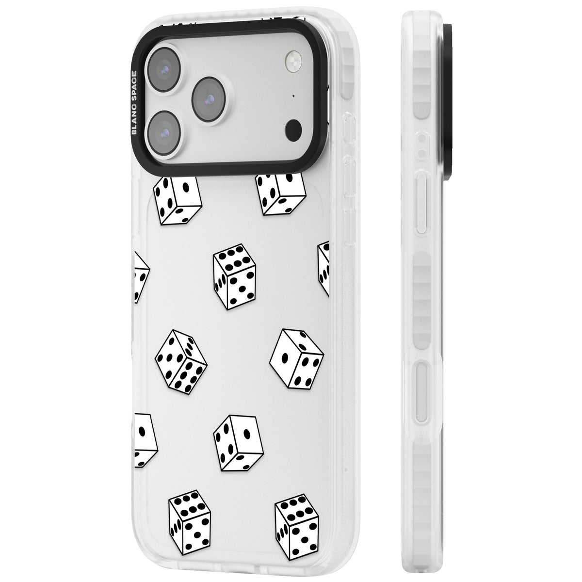 Clear Dice Pattern iPhone 17 Pro Max Impact Clear Phone Case side
