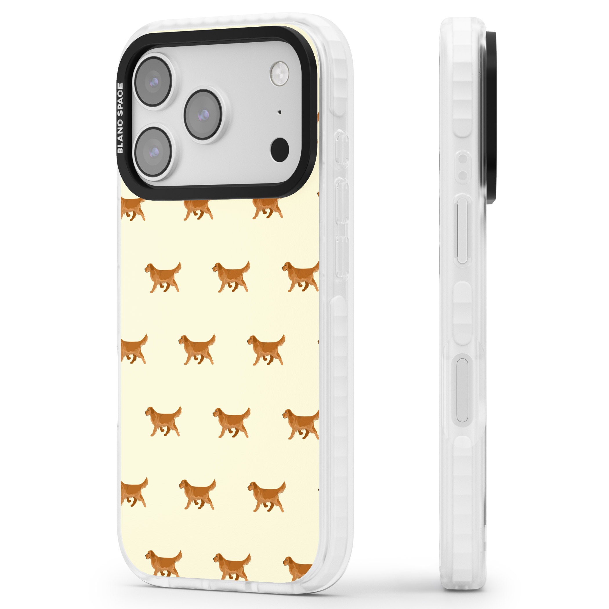Golden Retriever Dog Pattern iPhone 17 Pro Impact Clear Phone Case Side Profile