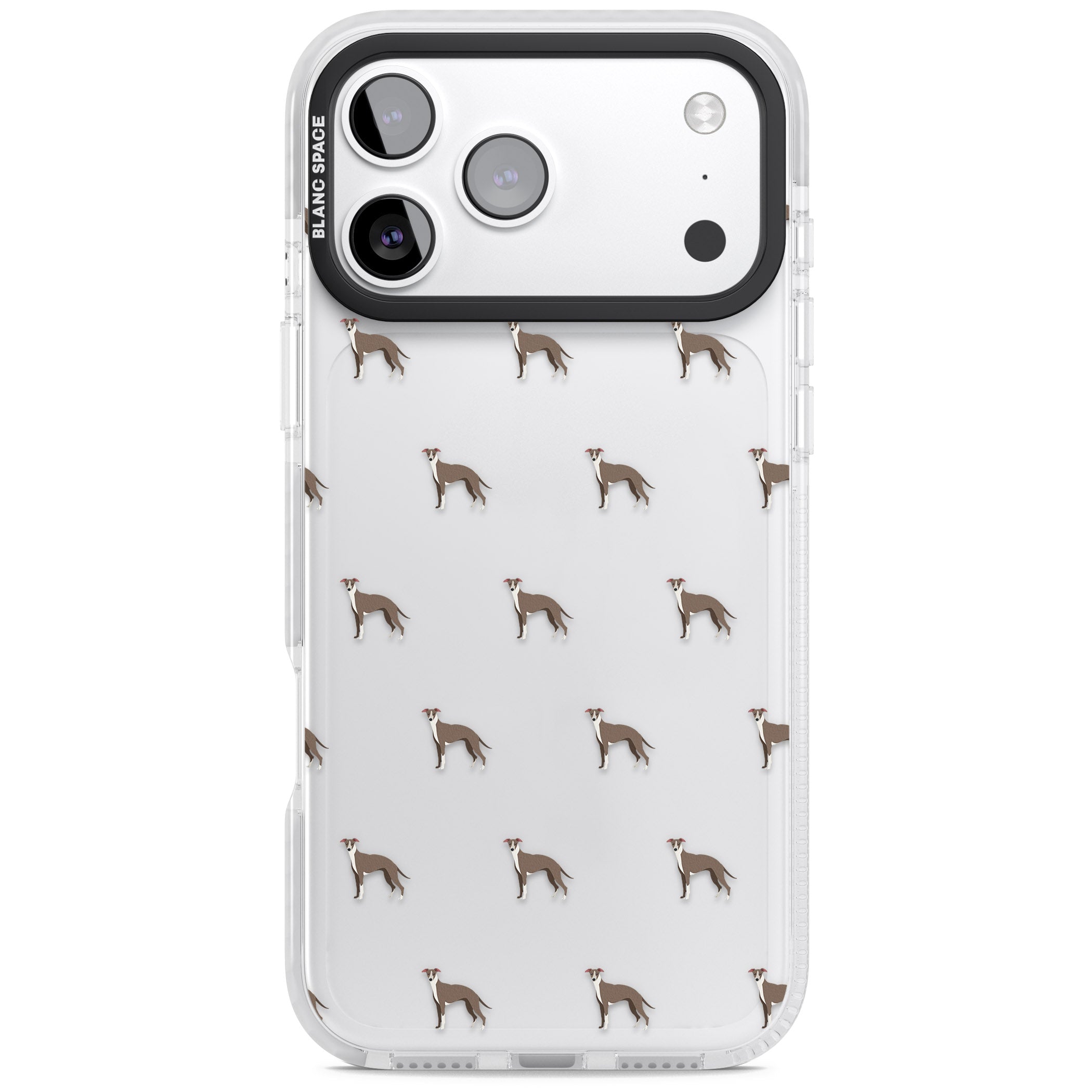 Whippet Dog Pattern Clear iPhone 17 Pro Impact Clear Phone Case