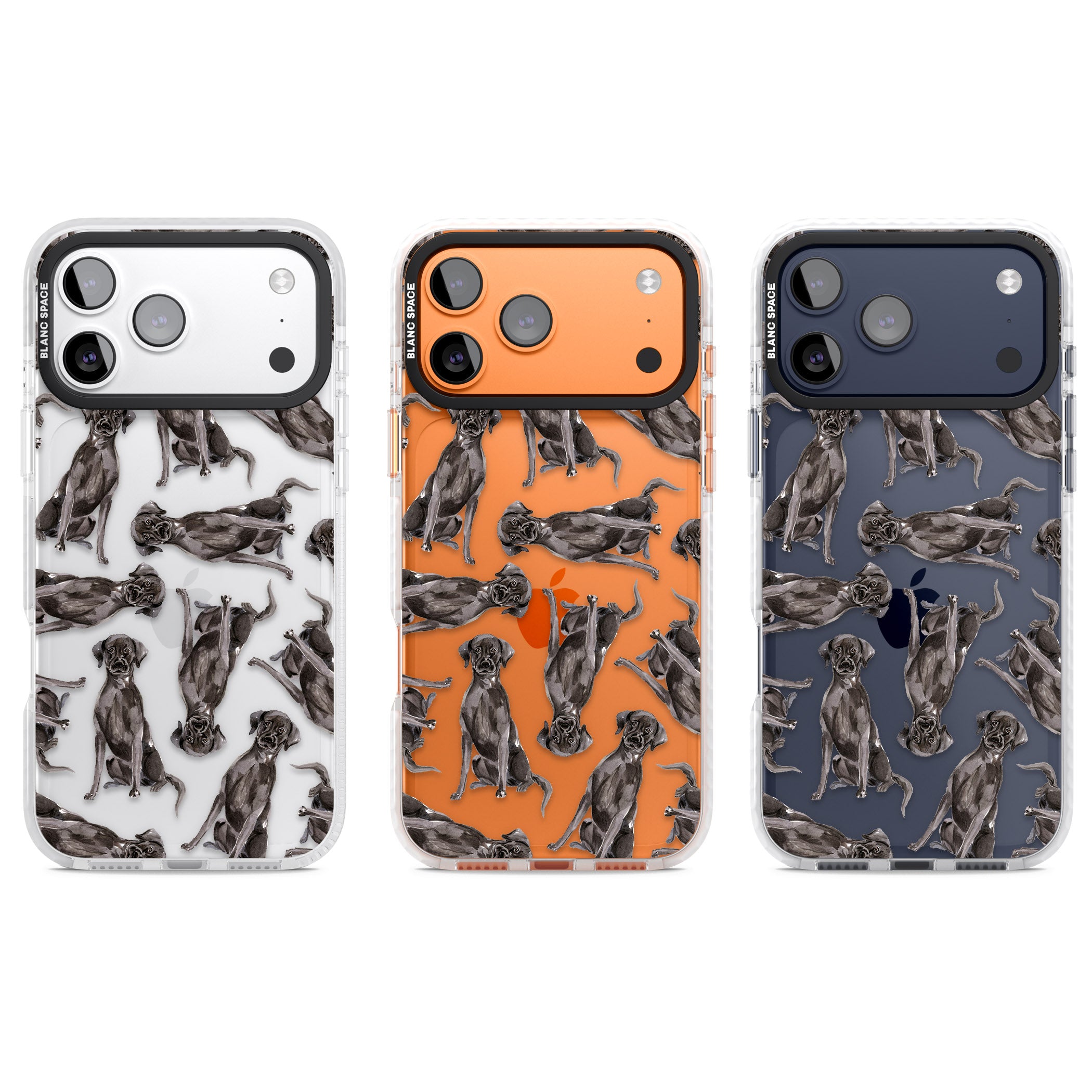 Black Labrador Watercolor Pattern iPhone 17 Pro Impact Clear Phone Case APT Impact Protection