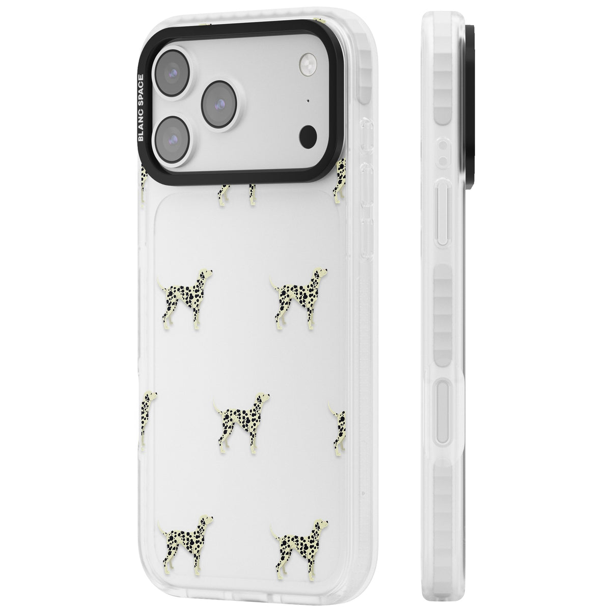 Dalmatian Dog Pattern iPhone 17 Pro Max Impact Clear Phone Case side