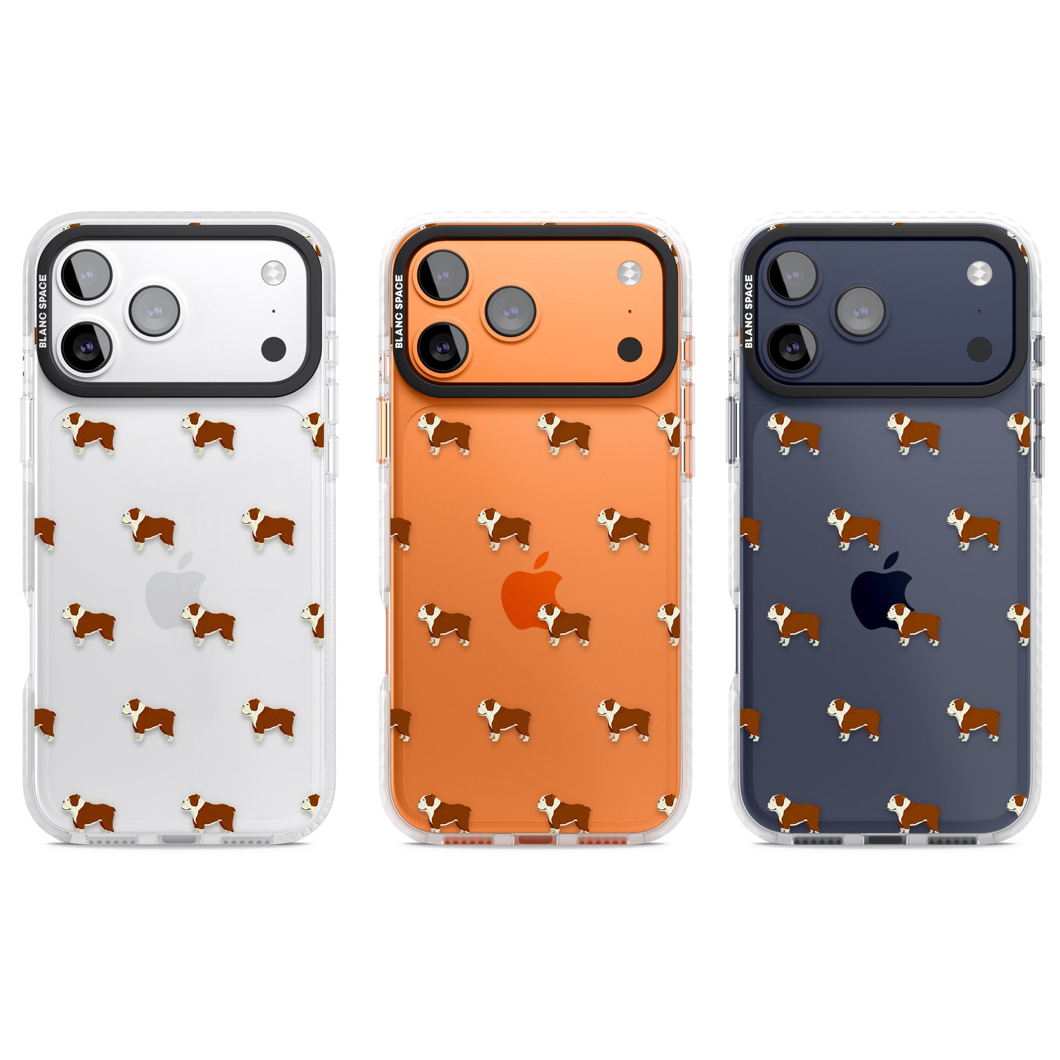 Bulldog Pattern Clear iPhone 17 Pro Impact Clear Phone Case APT Impact Protection