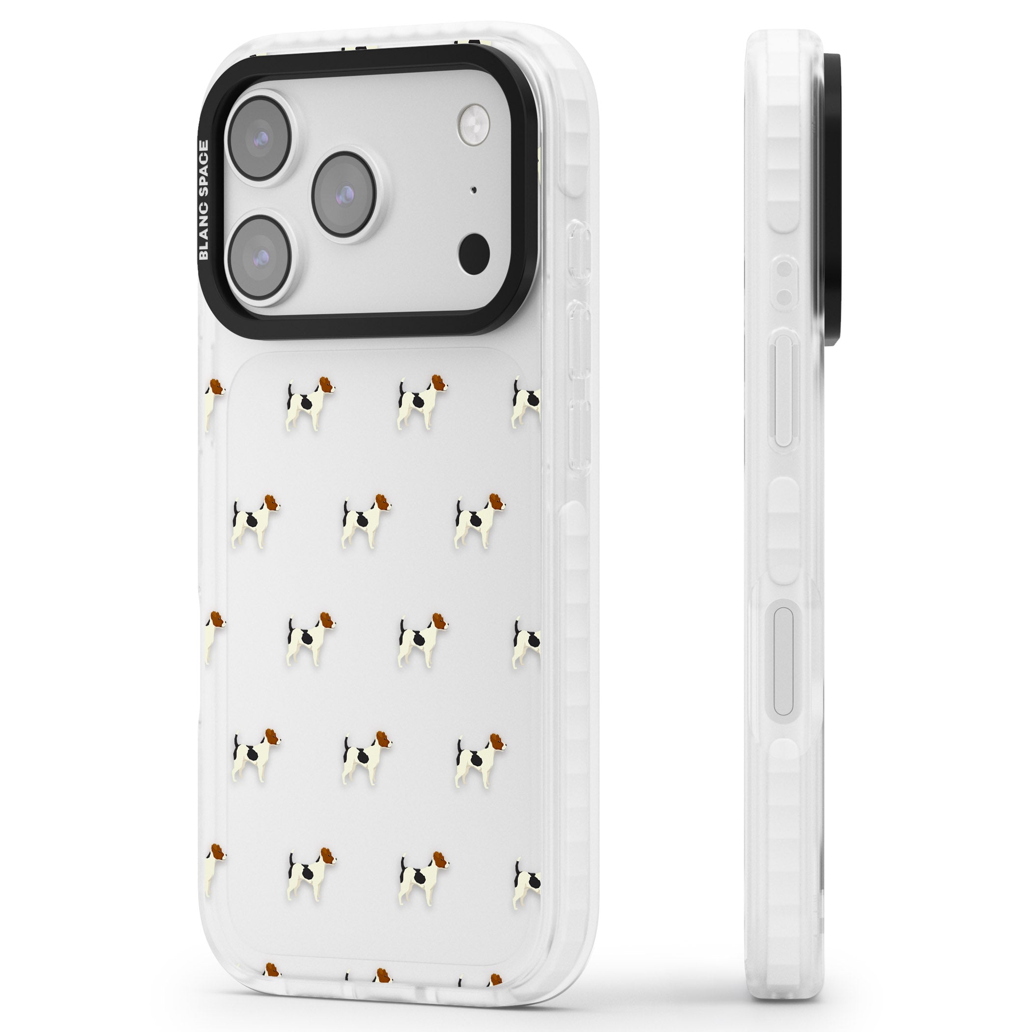 Jack Russell Terrier Pattern iPhone 17 Pro Impact Clear Phone Case Side Profile