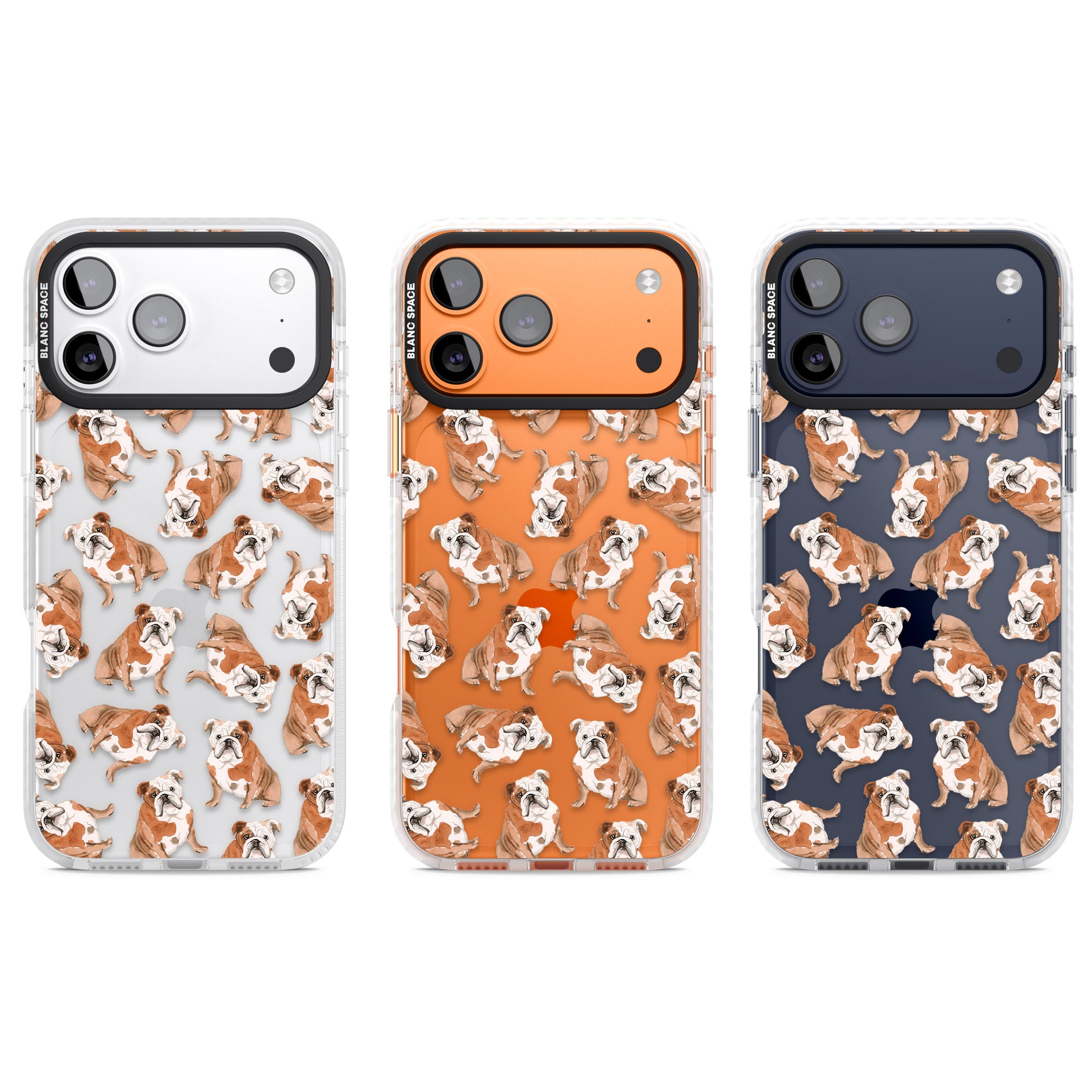 English Bulldog Watercolour Dog Pattern iPhone 17 Pro Impact Clear Phone Case APT Impact Protection