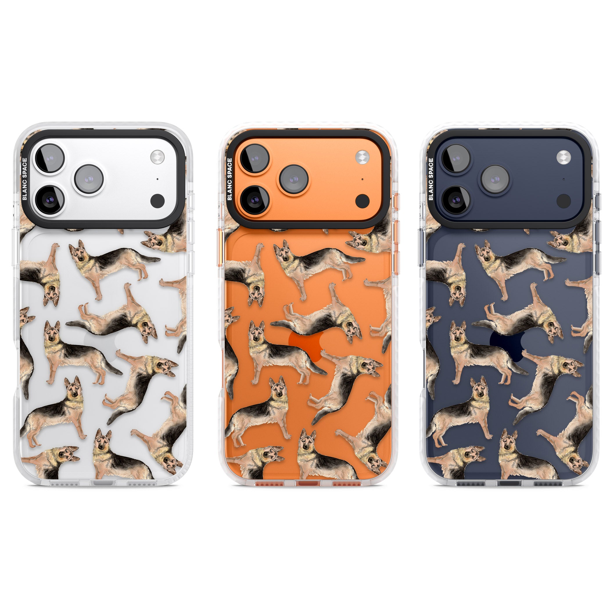German Shepherd Pattern Classic iPhone 17 Pro Impact Clear Phone Case APT Impact Protection