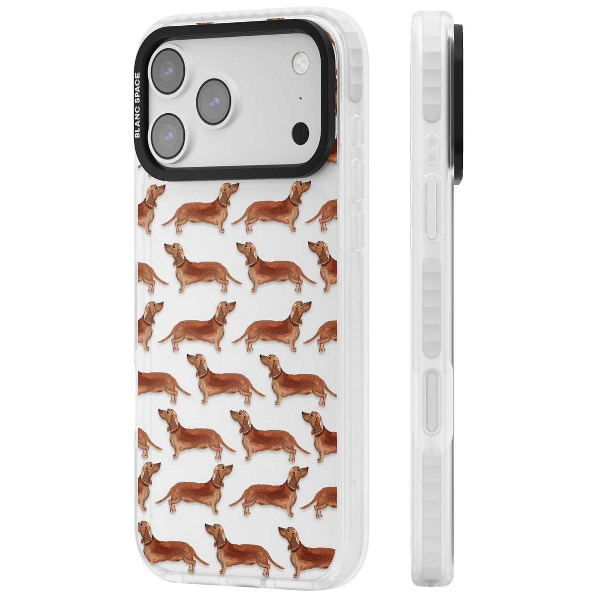 Dachshund Watercolor Dog Pattern iPhone 17 Pro Max Impact Clear Phone Case side