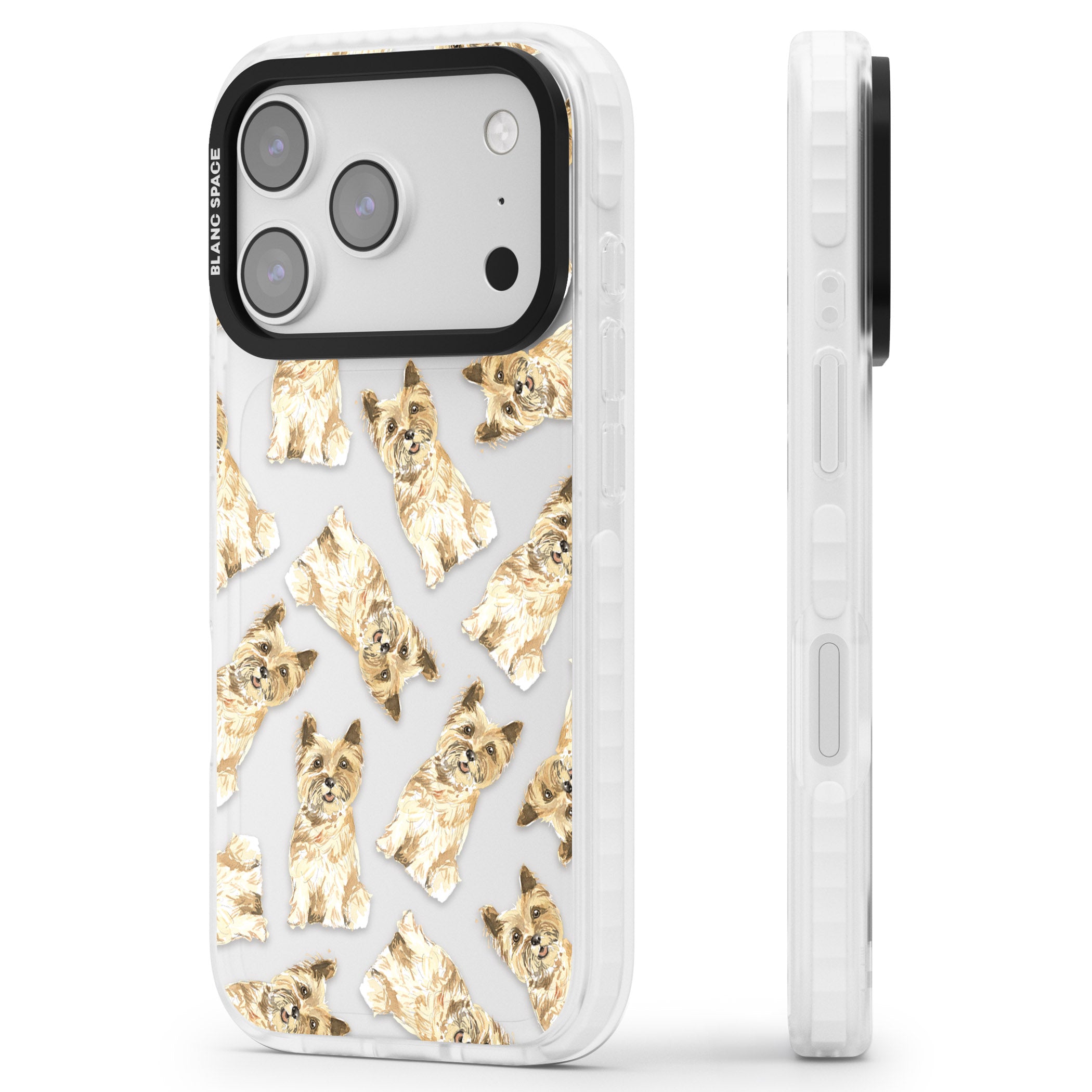 Cairn Terrier Watercolor iPhone 17 Pro Impact Clear Phone Case Side Profile