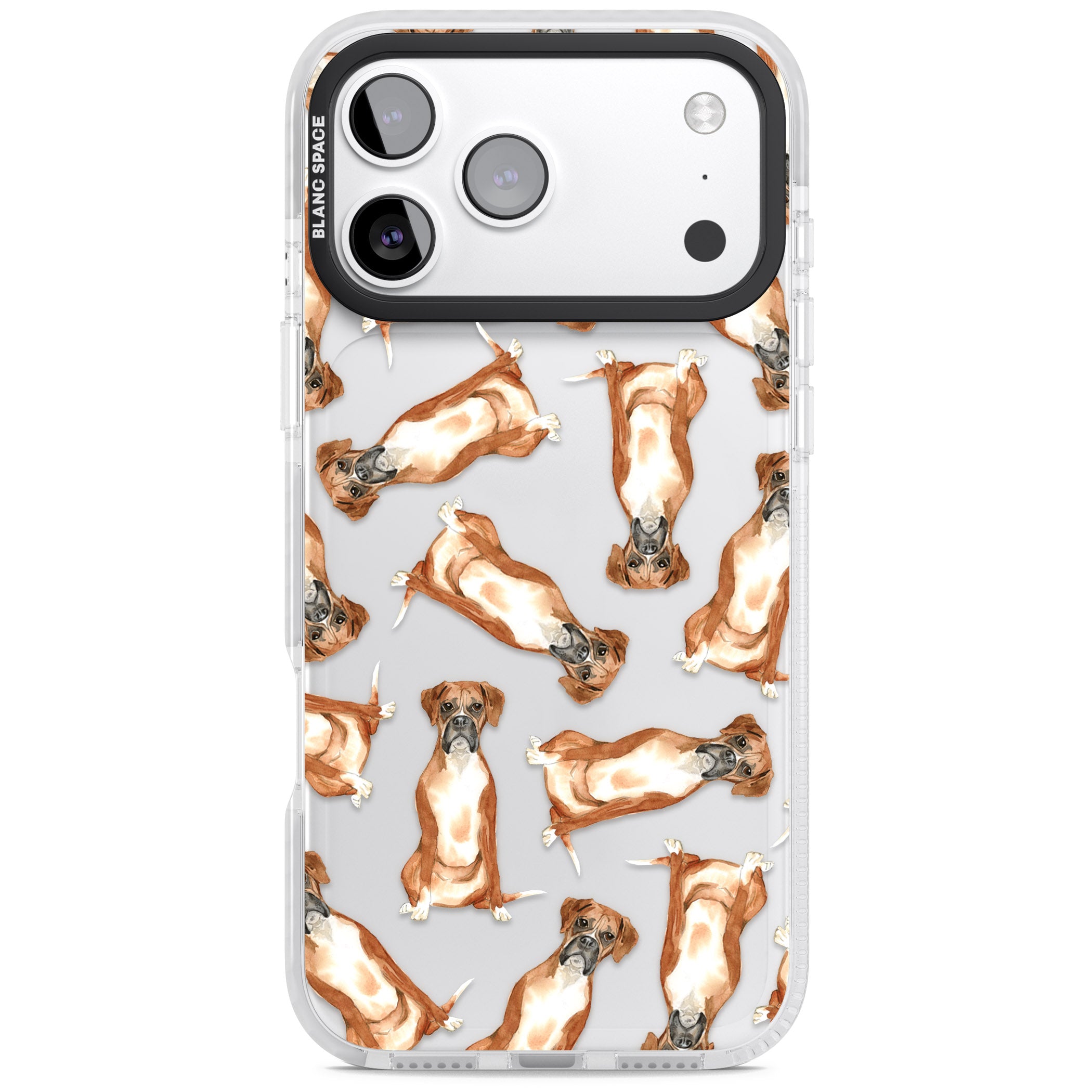 Boxer Watercolor Dog Pattern iPhone 17 Pro Impact Clear Phone Case