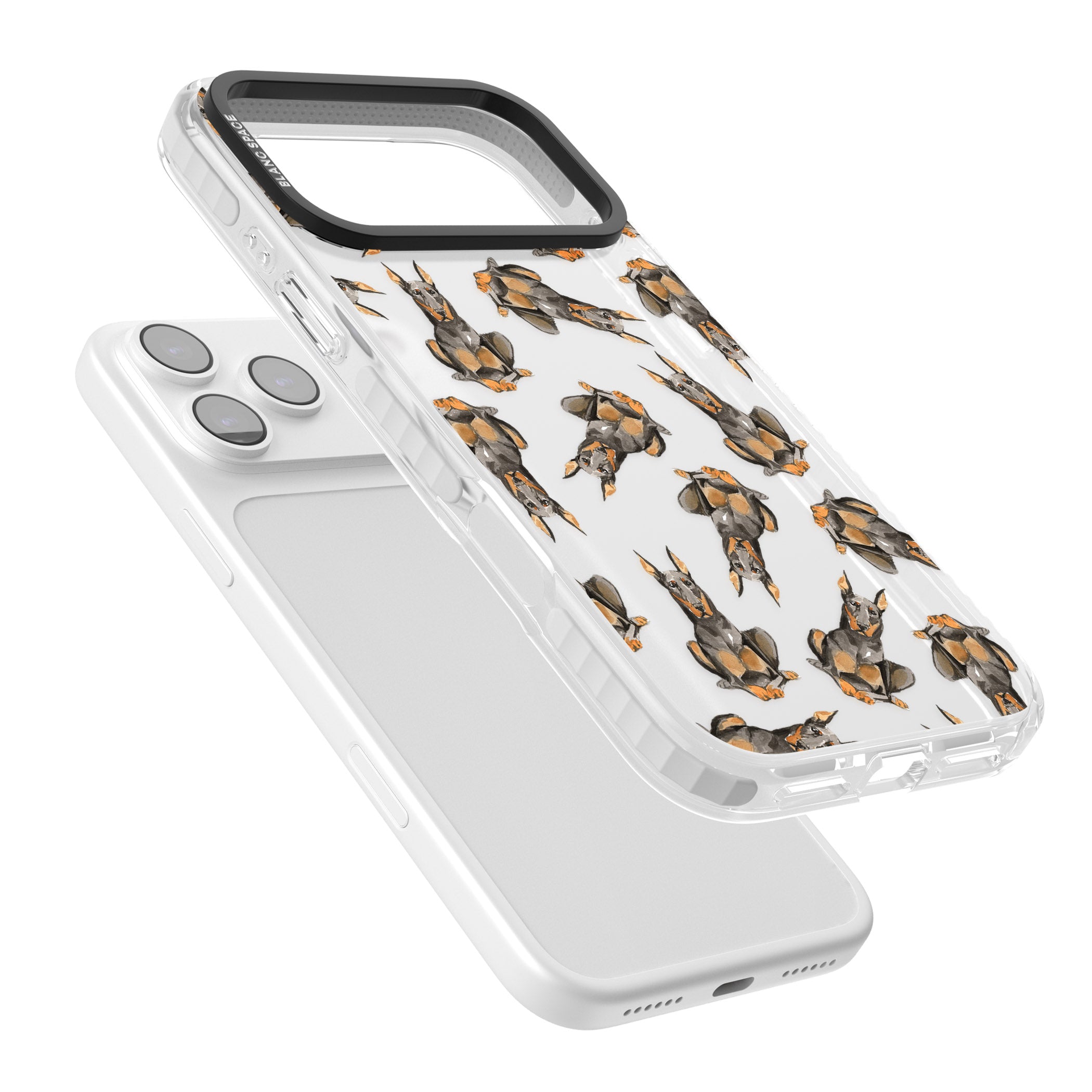 Doberman Watercolor Dog iPhone 17 Pro Impact Clear Phone Case Colours